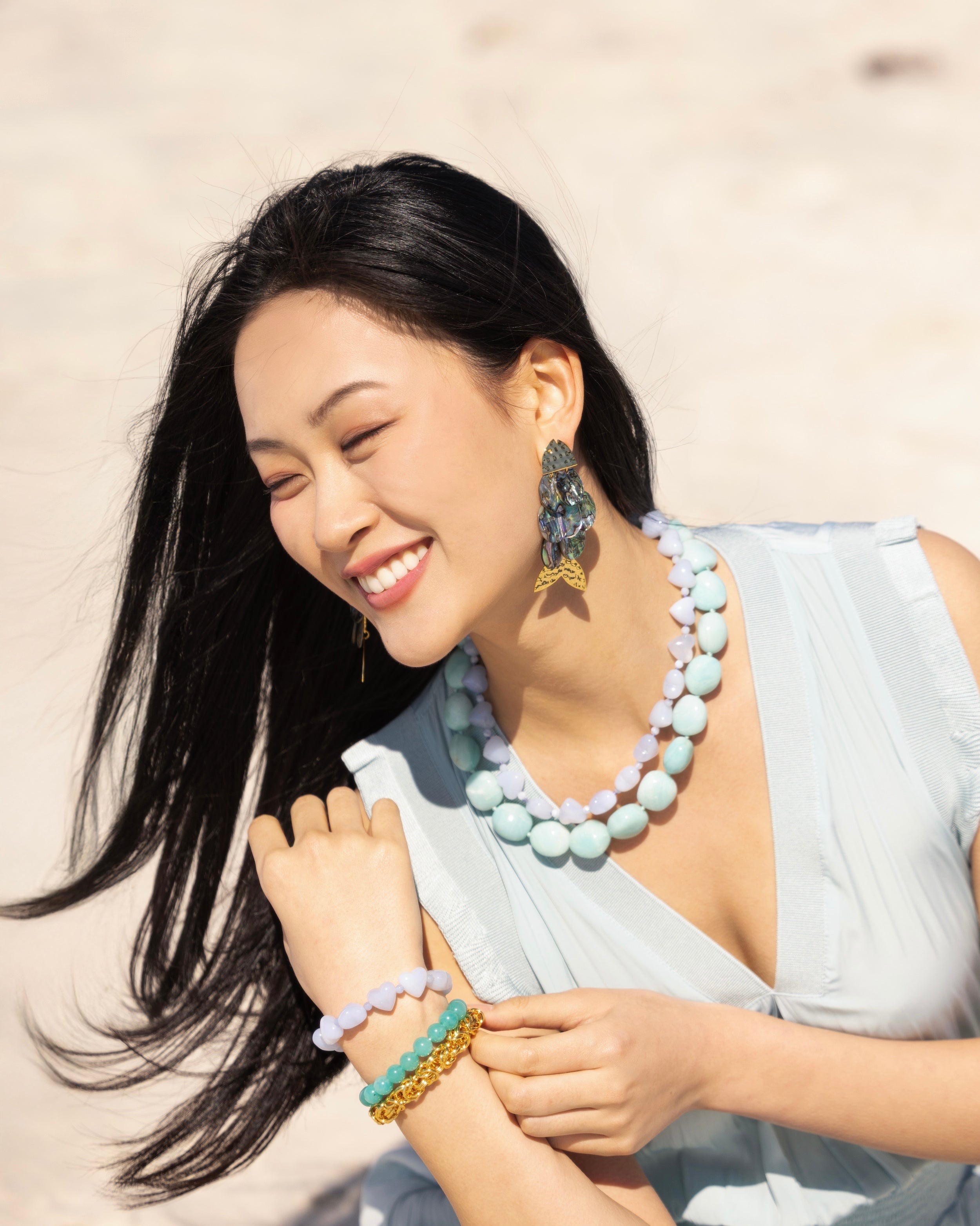 Abalone Fish Statement Earrings