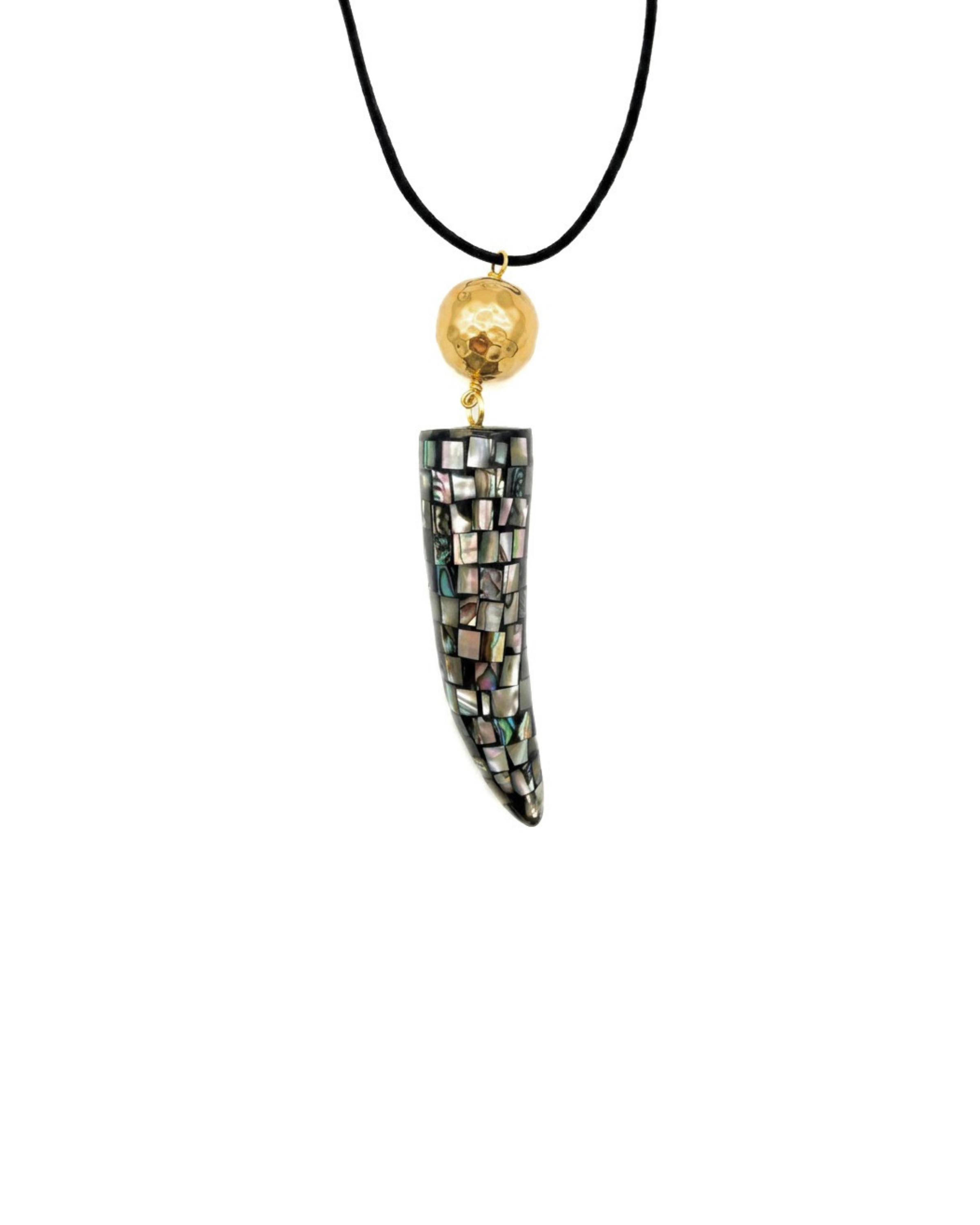 Abalone Horn Cord Necklace