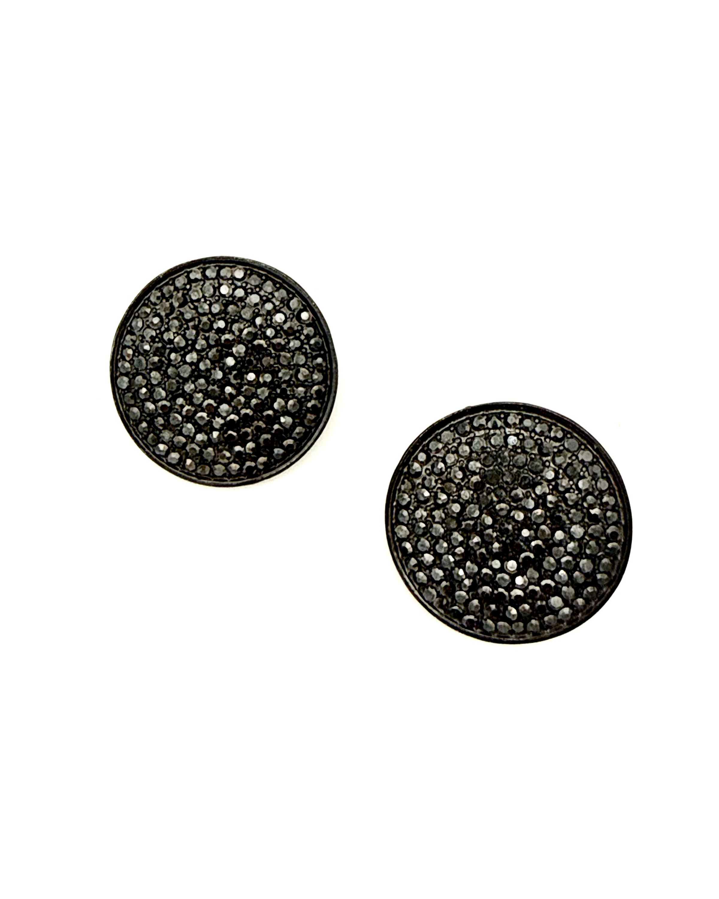 Pave Disc Clip Earrings