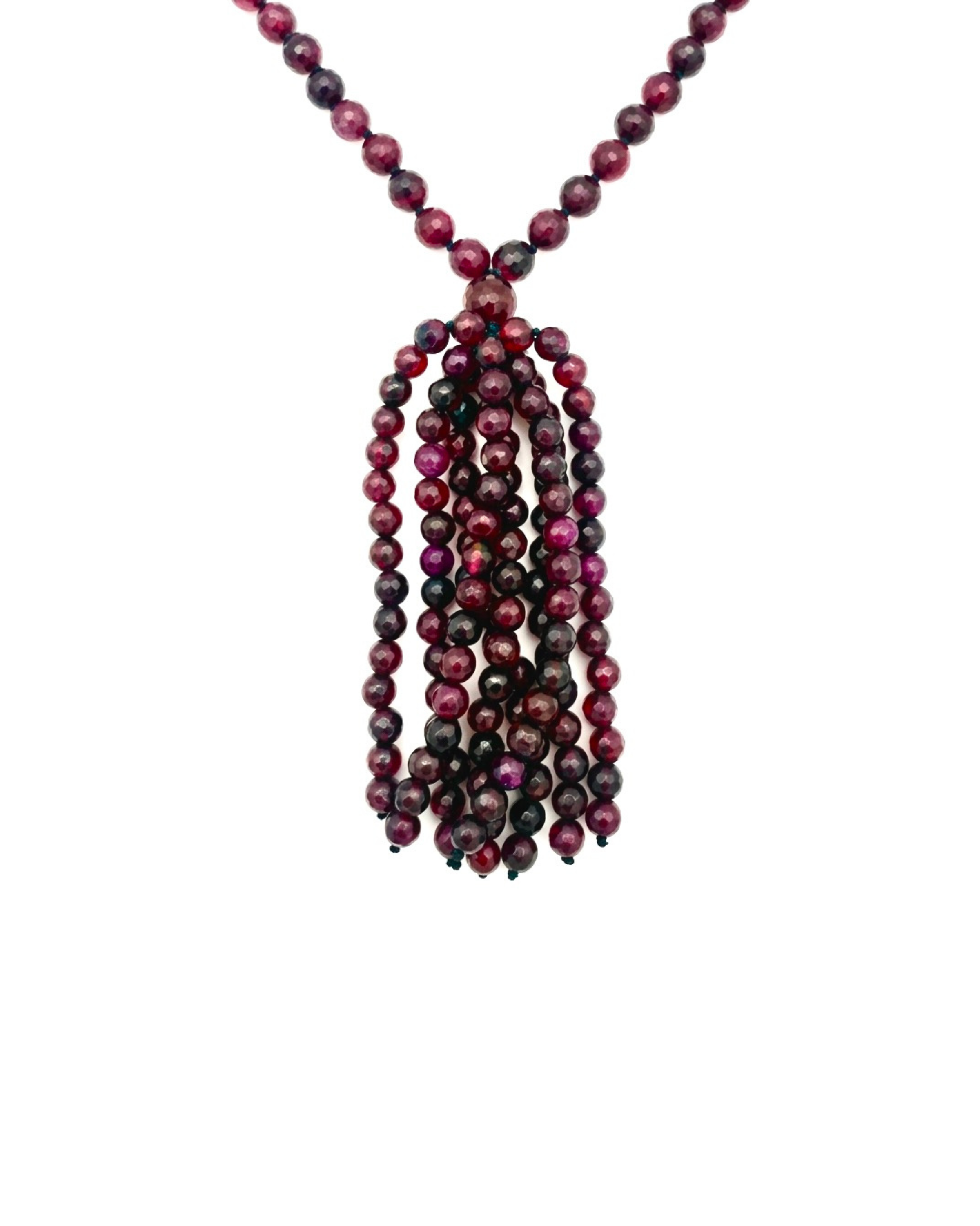 Ruby Quartz Tassel Necklace