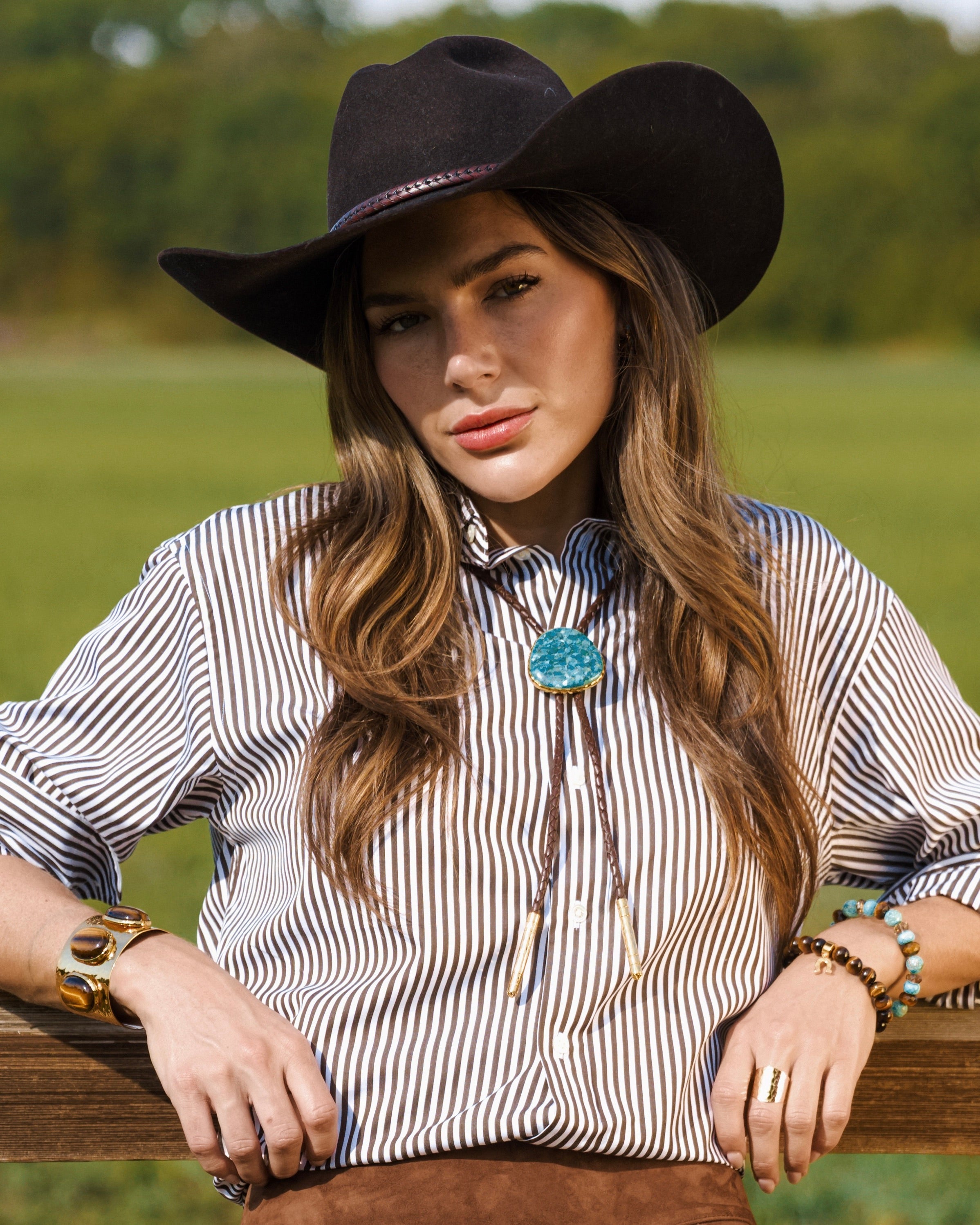 Tigers Eye Horseshoe Charm Stretch Bracelet