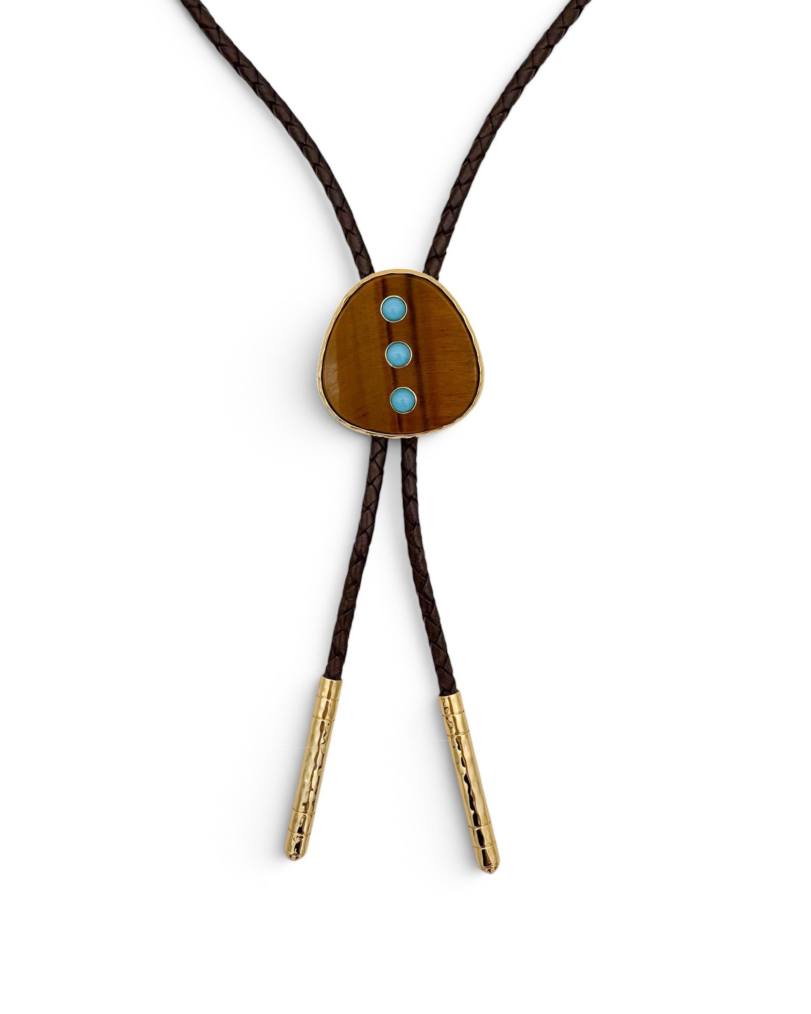 Tigers Eye Studded Bolo Necklace