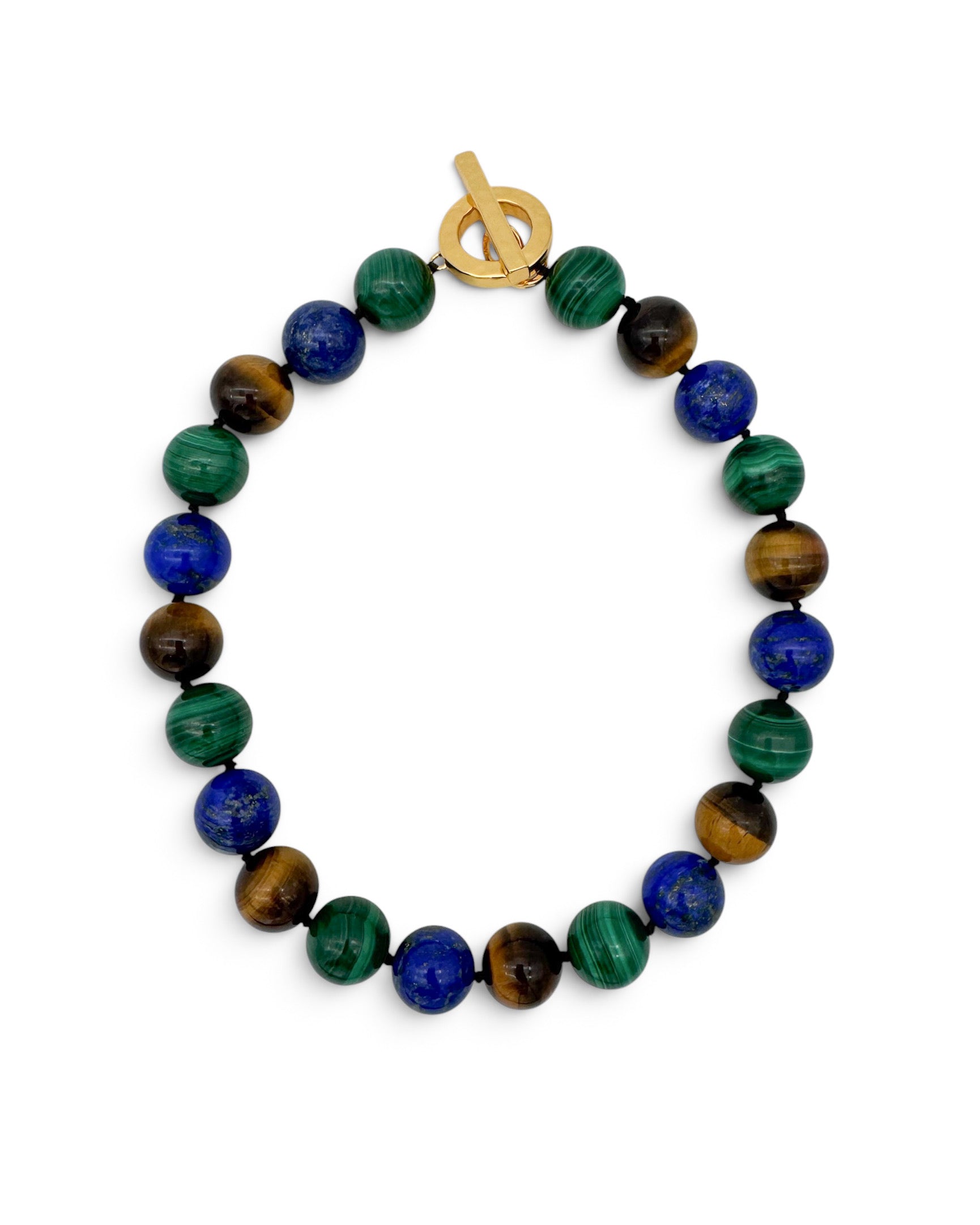 Tigers Eye, Lapis & Malachite Toggle Strand