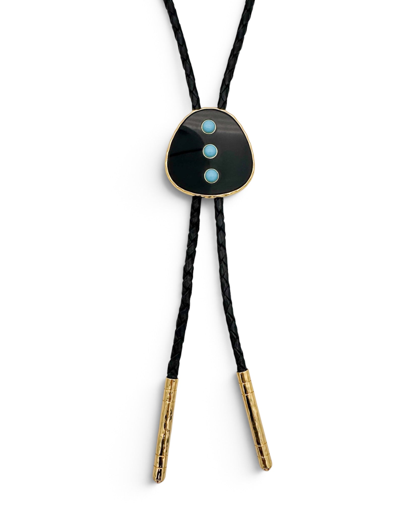 Black Onyx Studded Turquoise Bolo Necklace