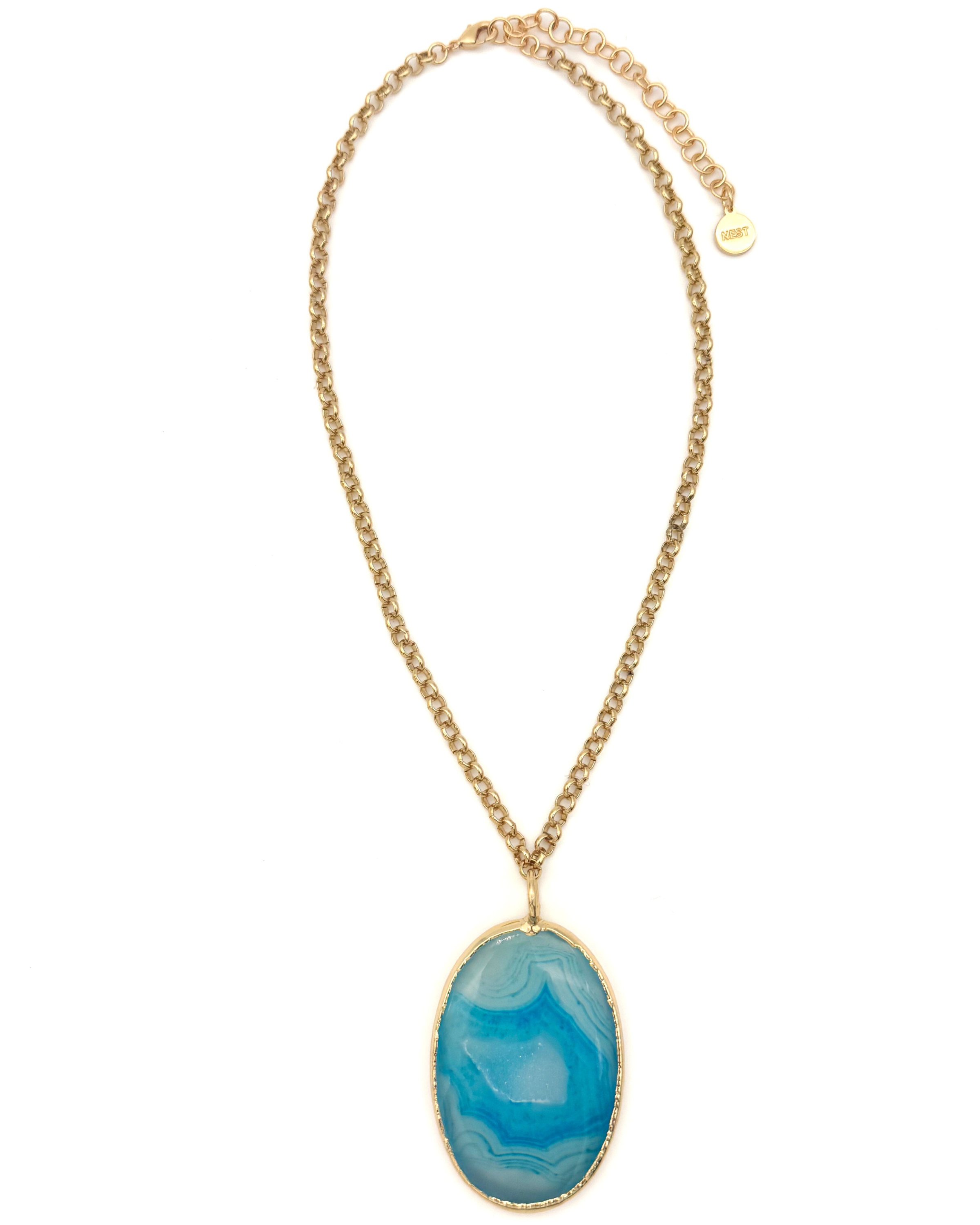 Blue Agate Pendant Necklace