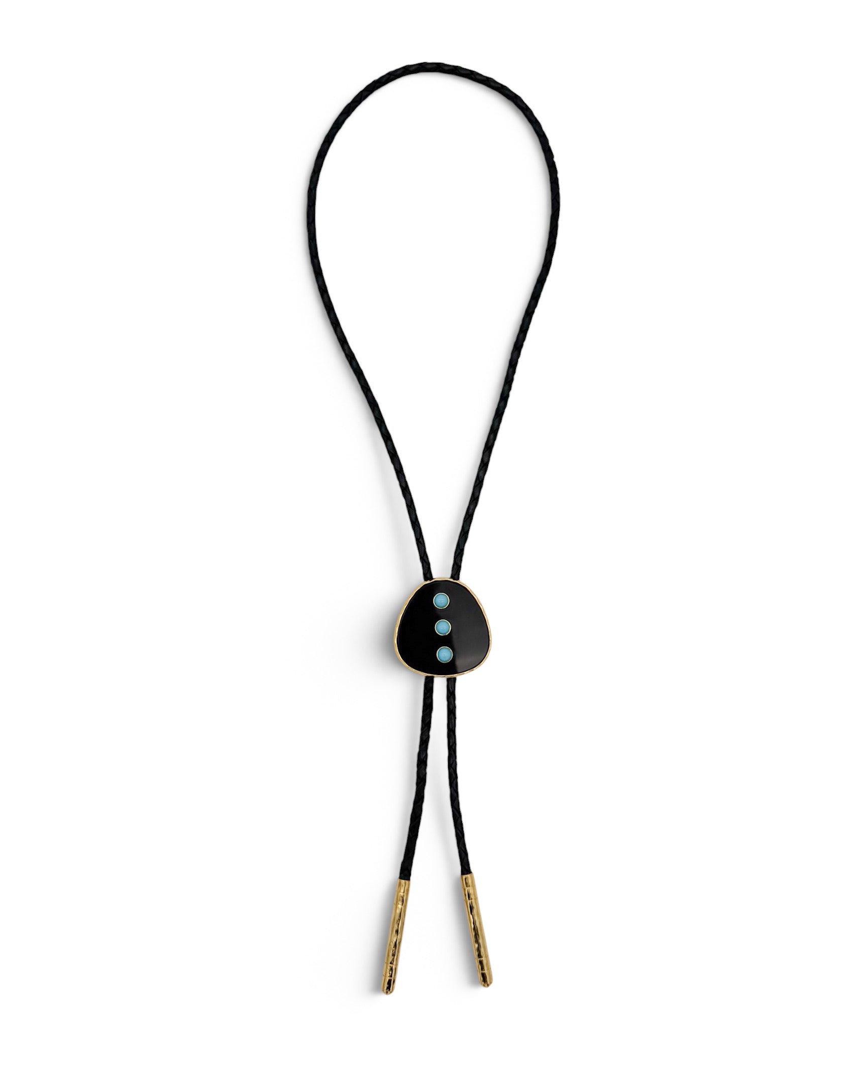 Black Onyx Studded Turquoise Bolo Necklace