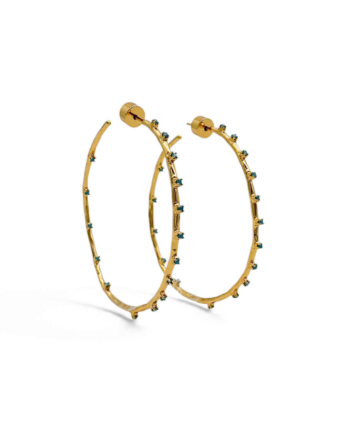 Turquoise Studded Skinny Hoop Earrings
