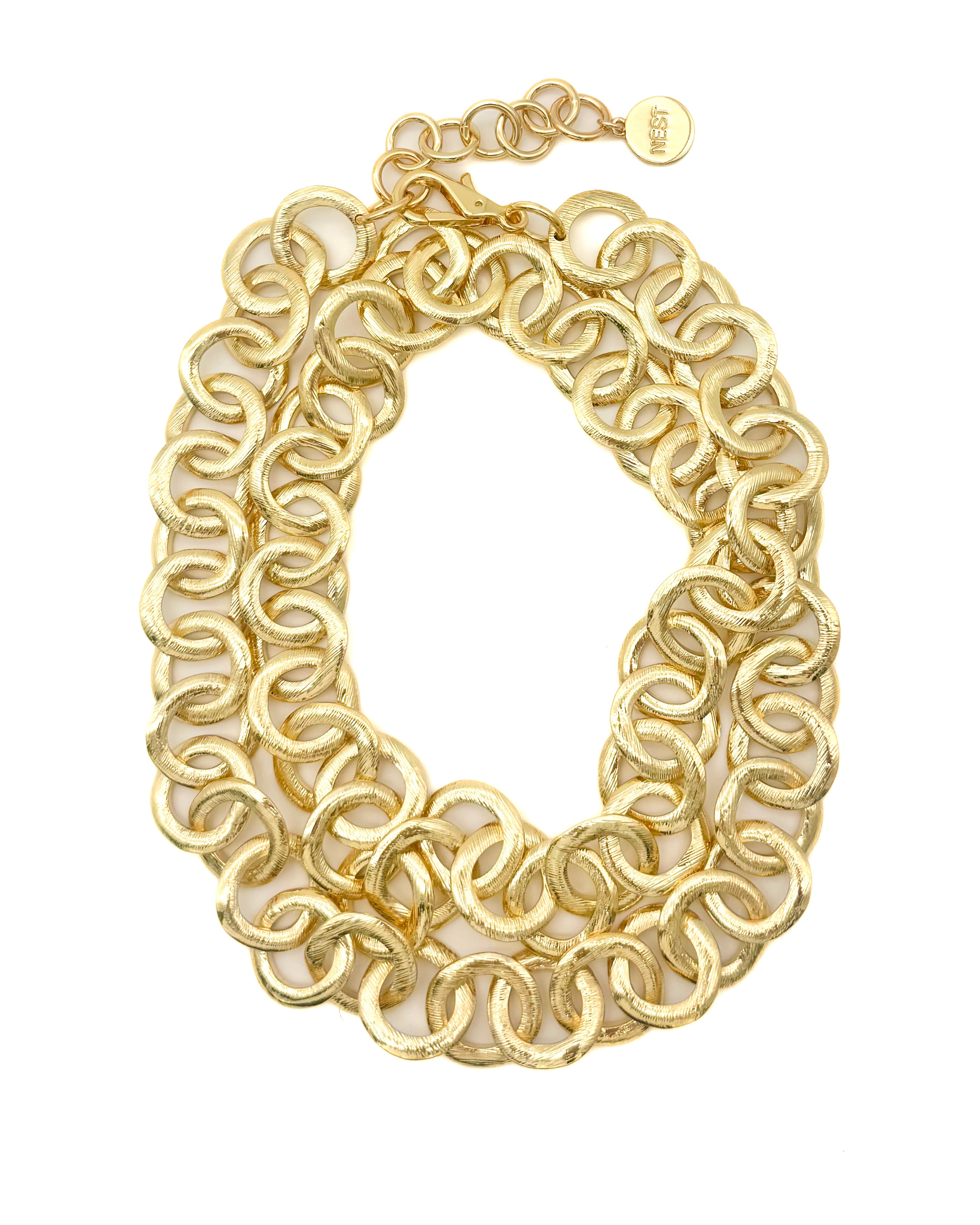 Brushed Gold Circle Chain Necklace