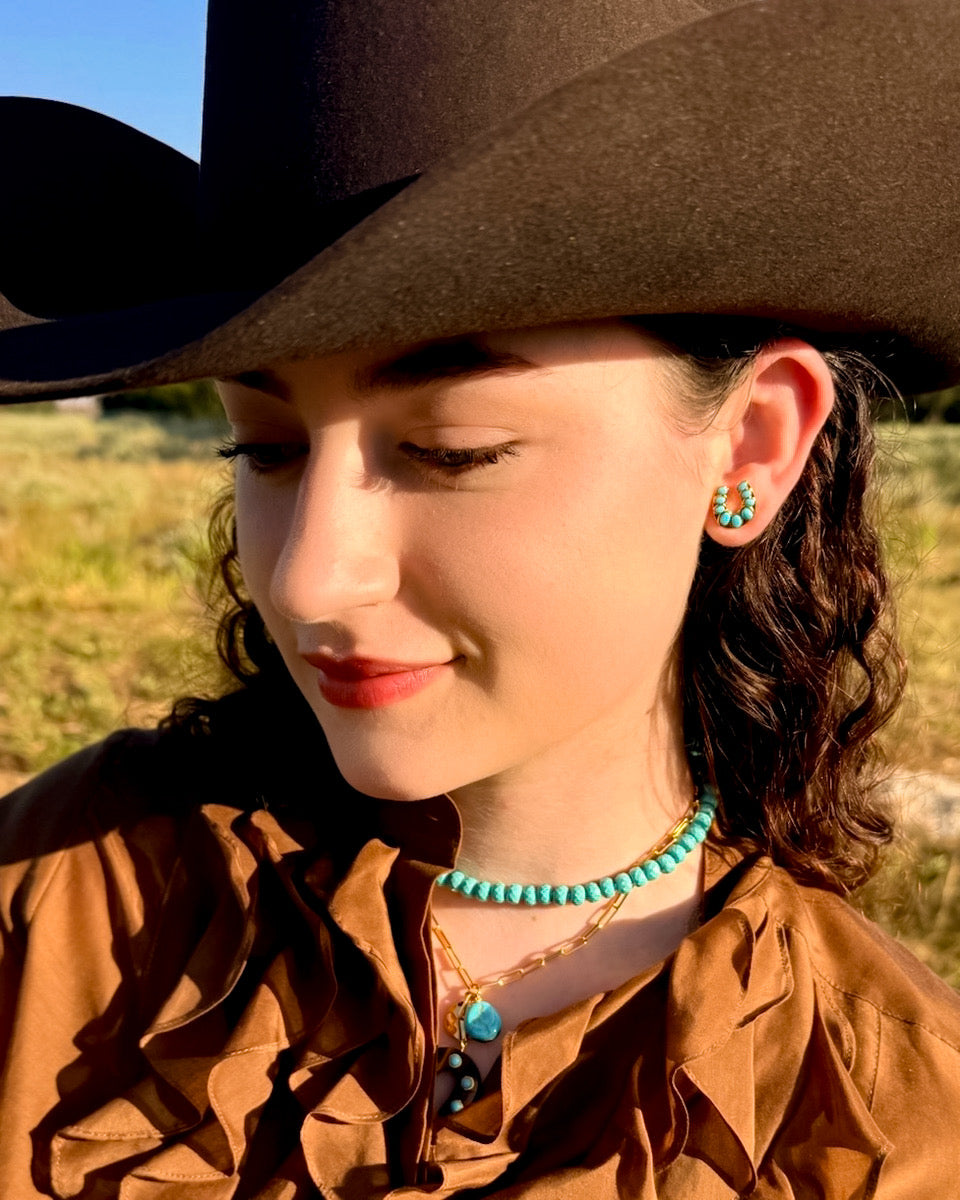 Turquoise Horseshoe Stud Earrings