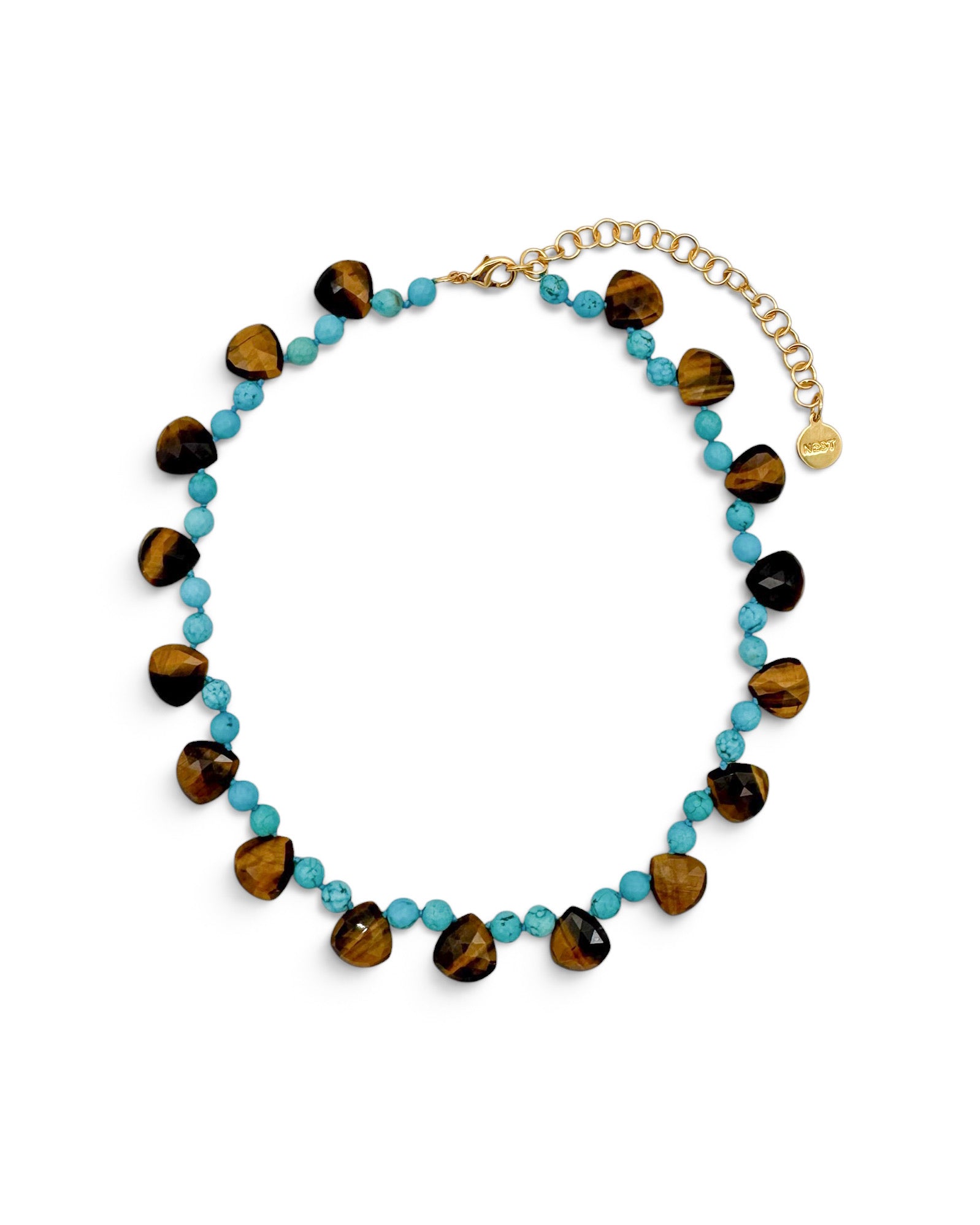 Turquoise & Tigers Eye Dainty Strand Necklace