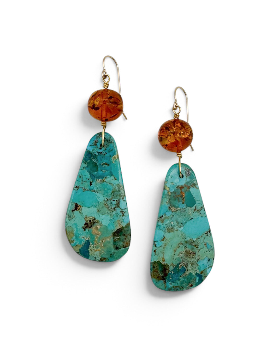 Turquoise & Amber Drop Earrings