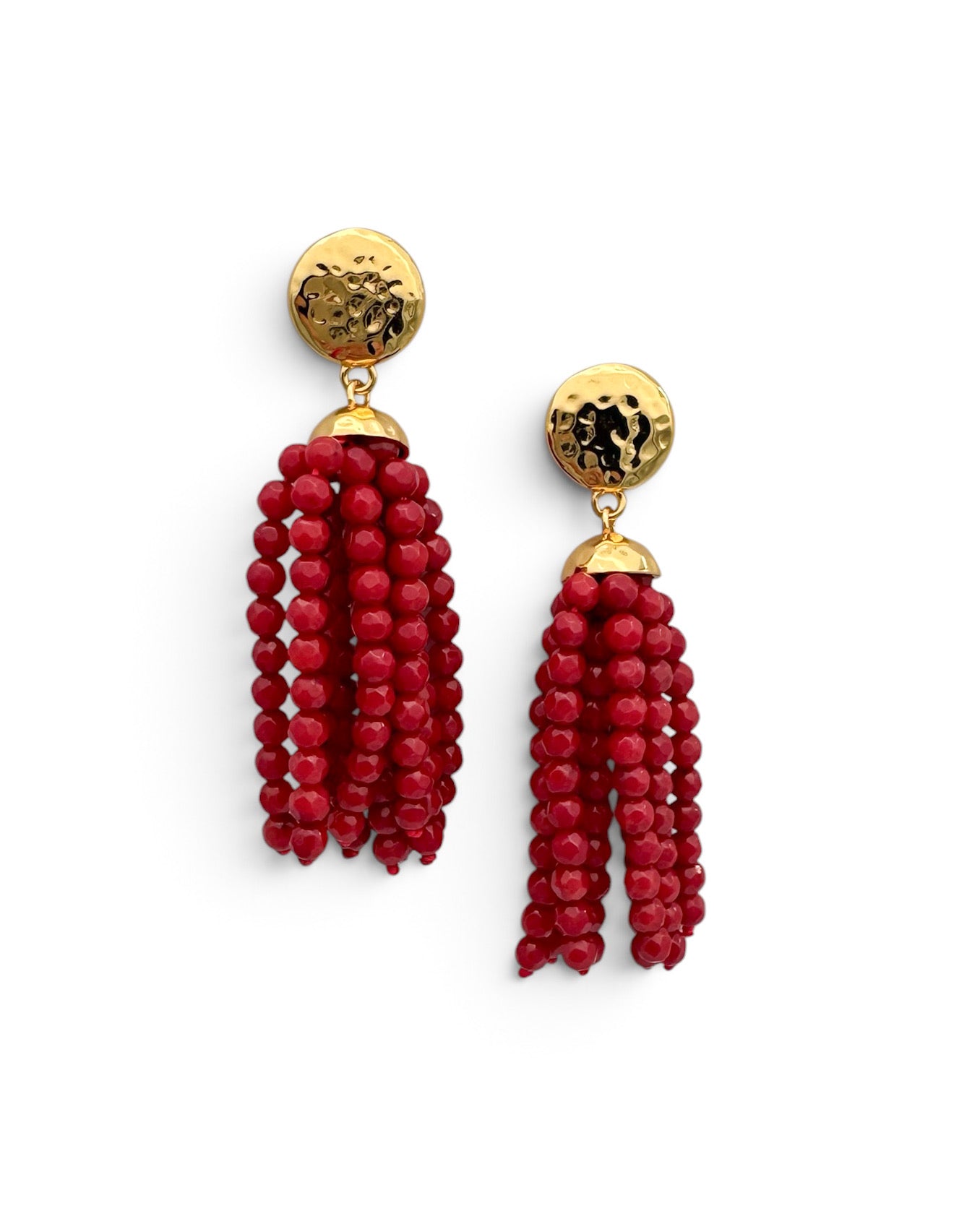 Red Coral Tassel Earrings