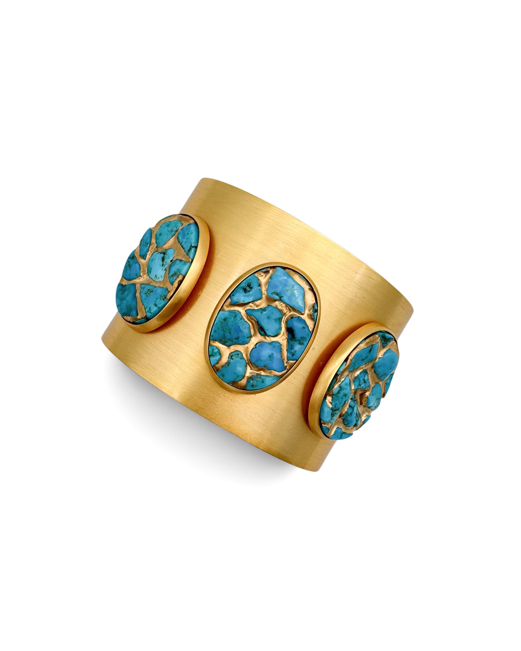 Brushed Gold Turquoise Nugget Cuff