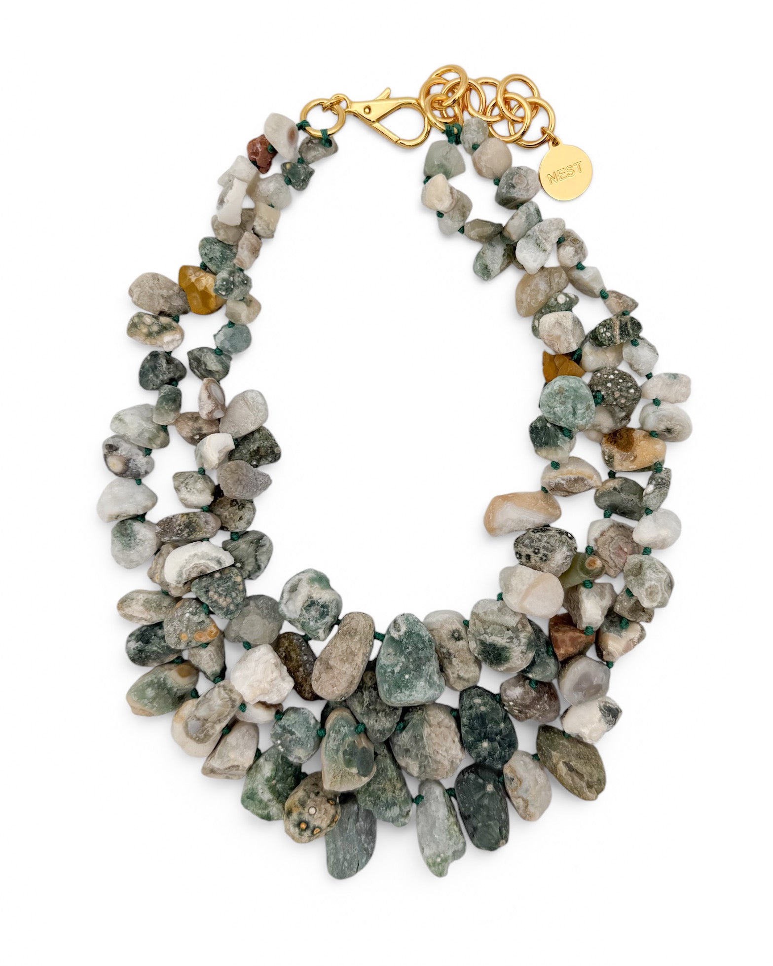 Jasper Gemstone Cluster Necklace