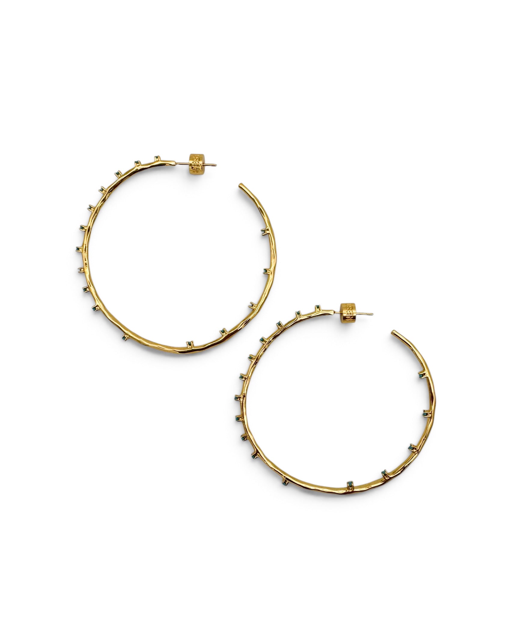 Turquoise Studded Skinny Hoop Earrings