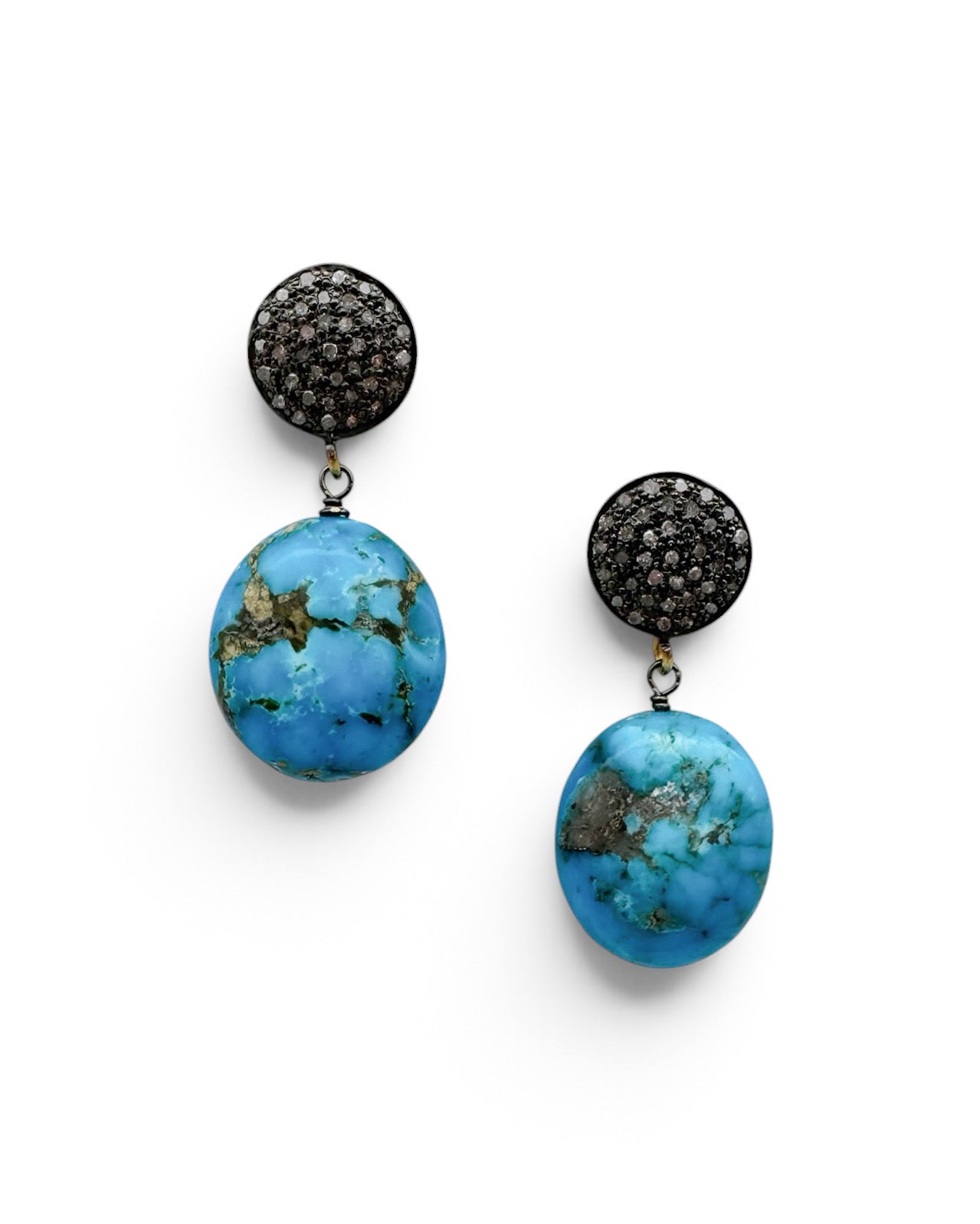 Turquoise Pave Diamond Drop Earrings