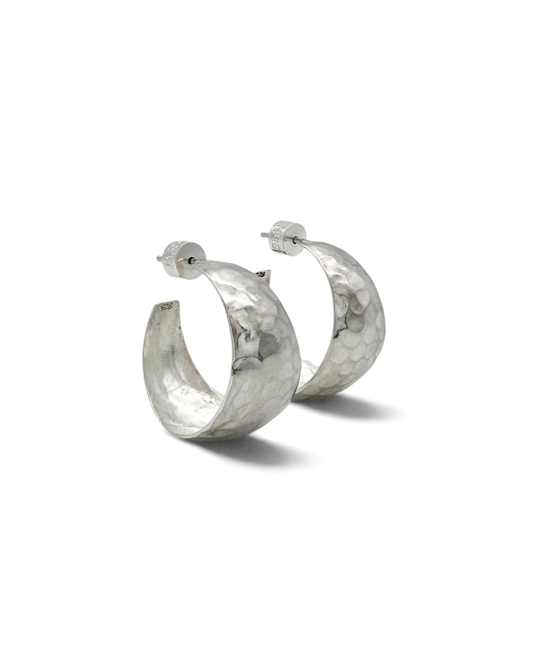 Sterling Silver Hammered Hoops