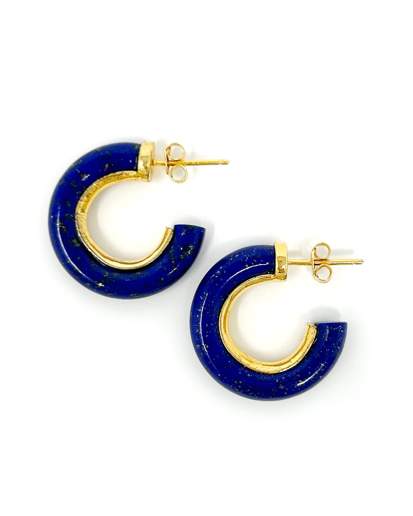 Lapis Stone Chunky Hoop Earrings