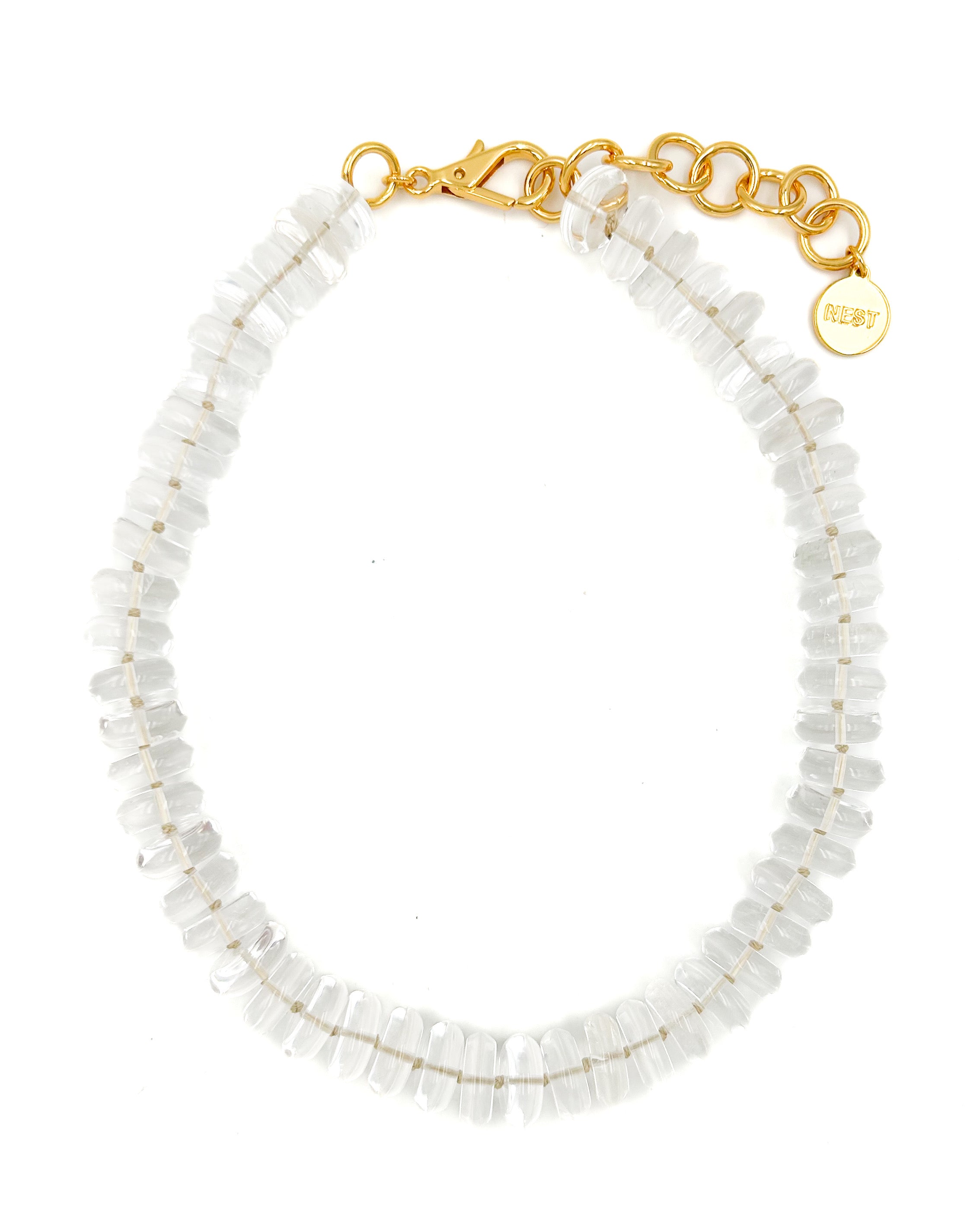 Vintage Faceted Rock Crystal Beaded Necklace 14K Gold Clasp - Estate | eBay