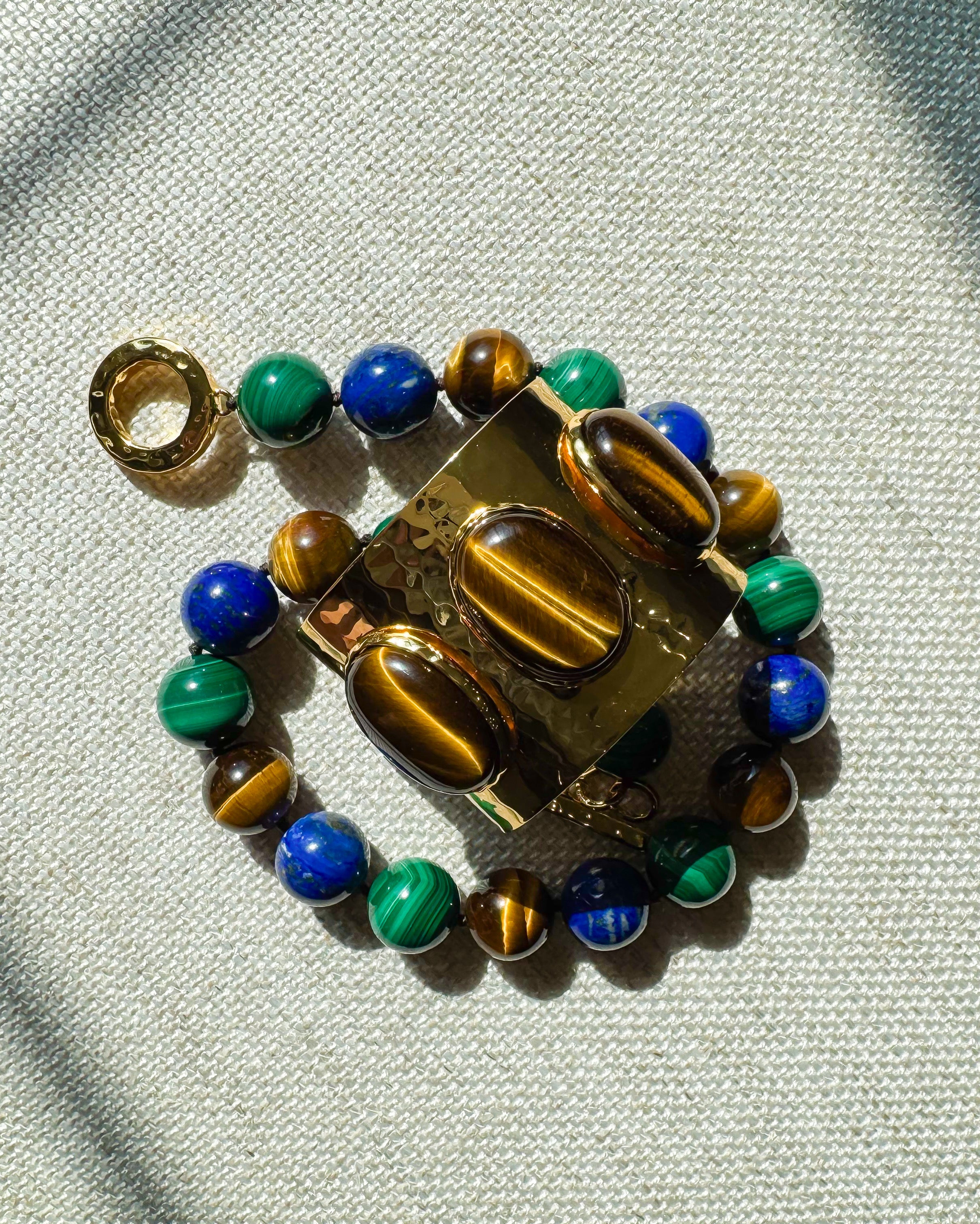 Tigers Eye, Lapis & Malachite Toggle Strand