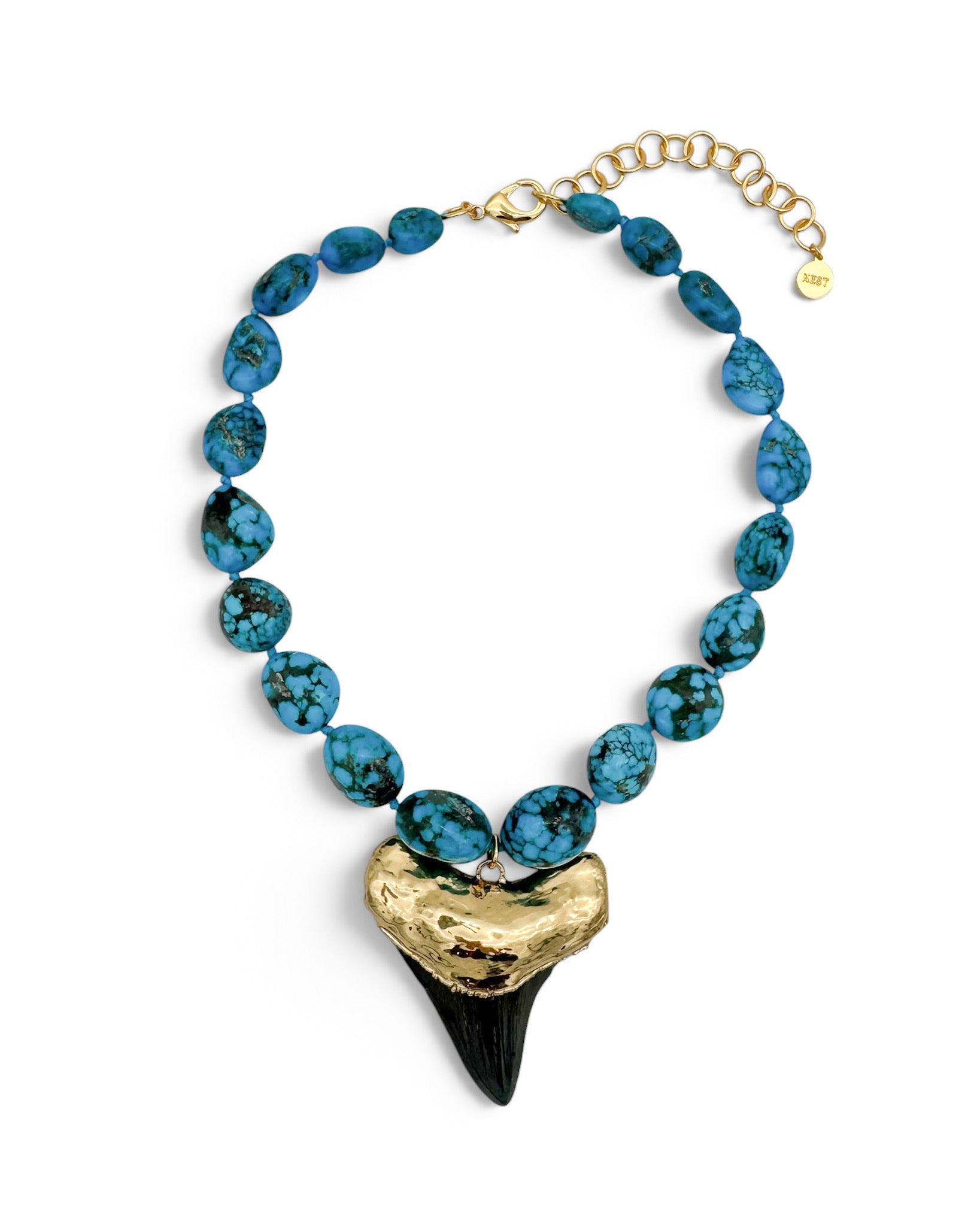 Turquoise Shark Tooth Statement Necklace