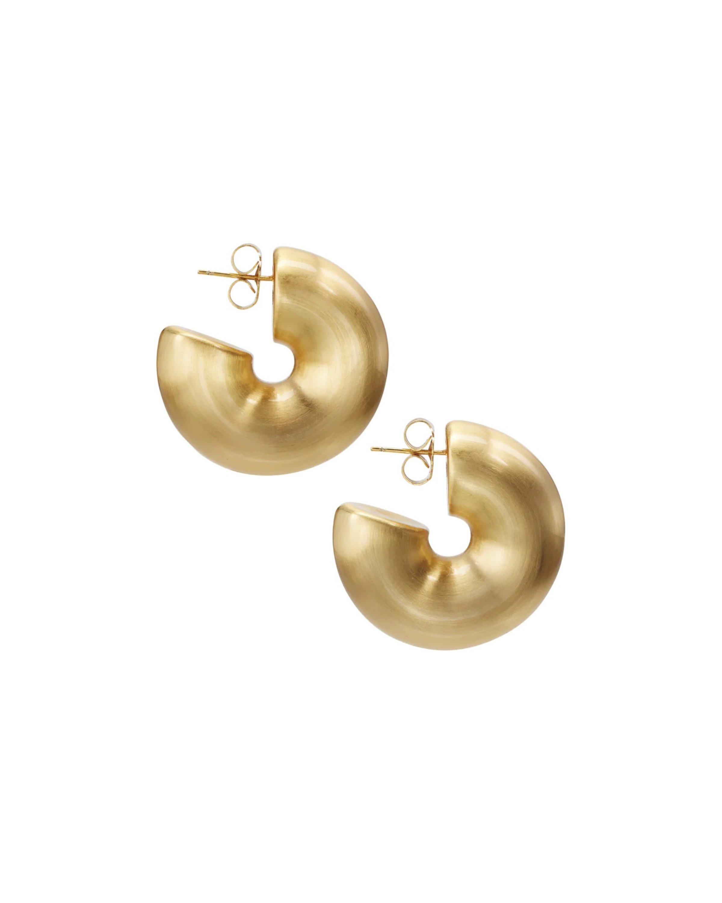 Brushed Gold Chunky Hoop Earrings