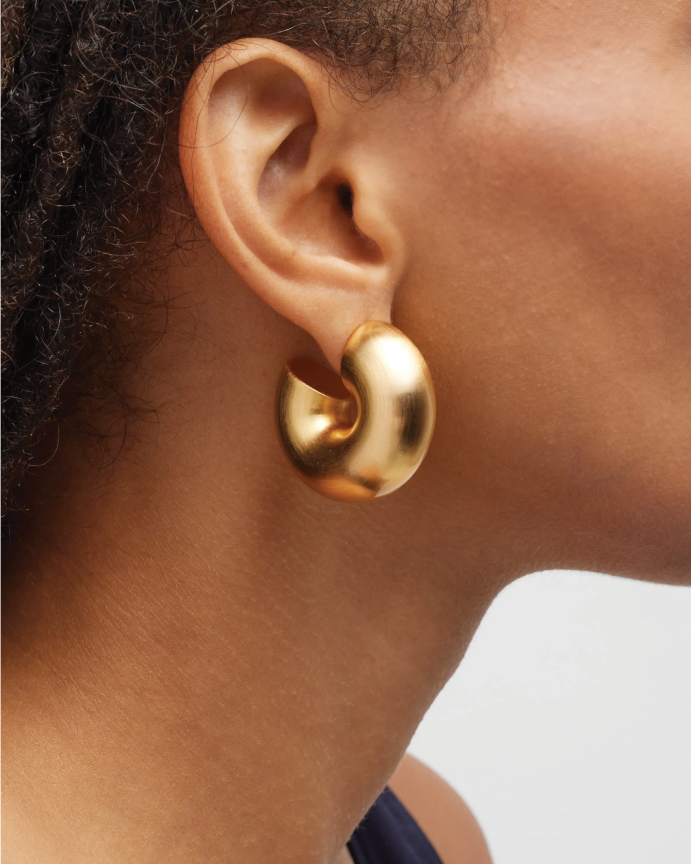 Brushed Gold Chunky Hoop Earrings