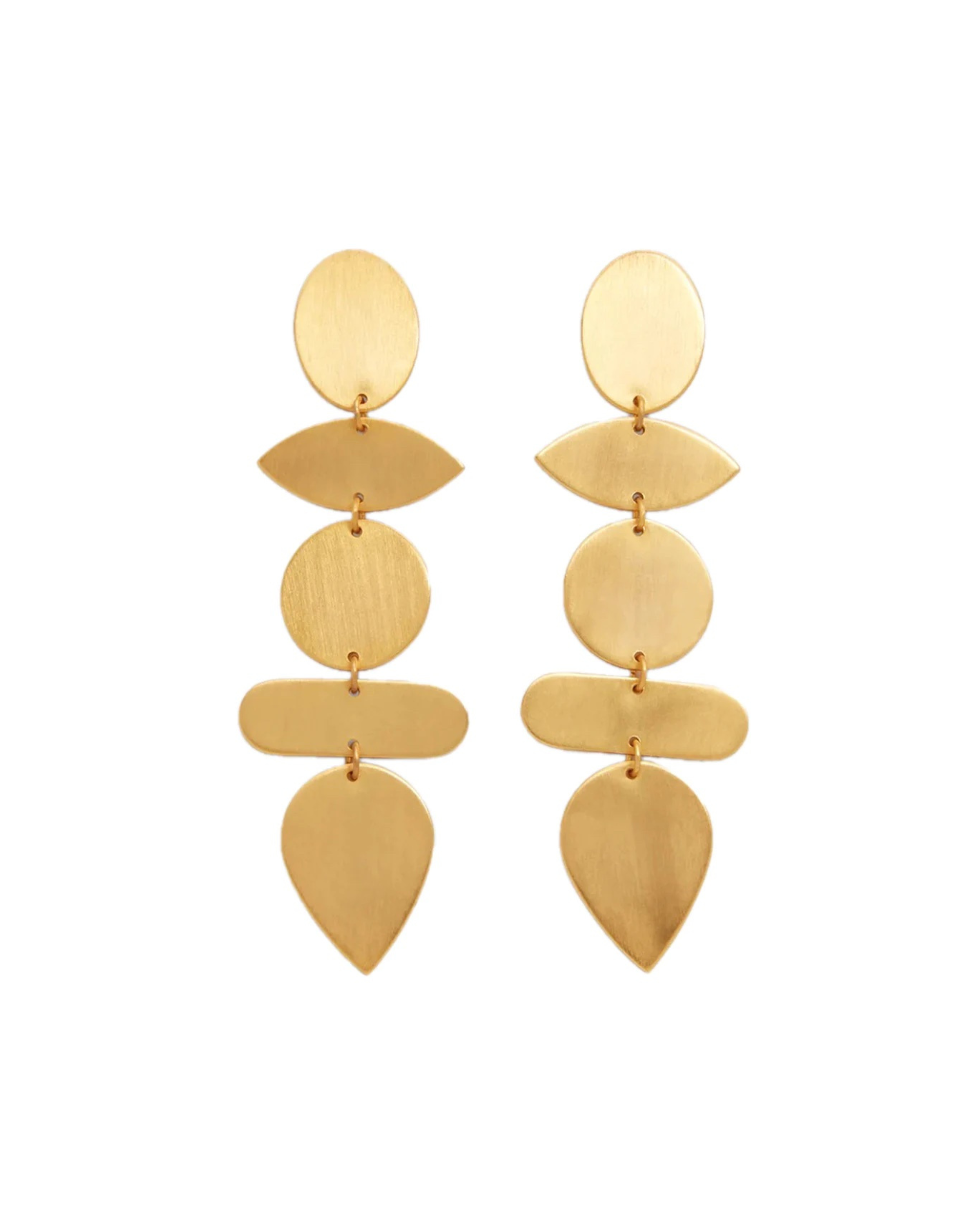 Brushed Gold Linear Geometric Earrings