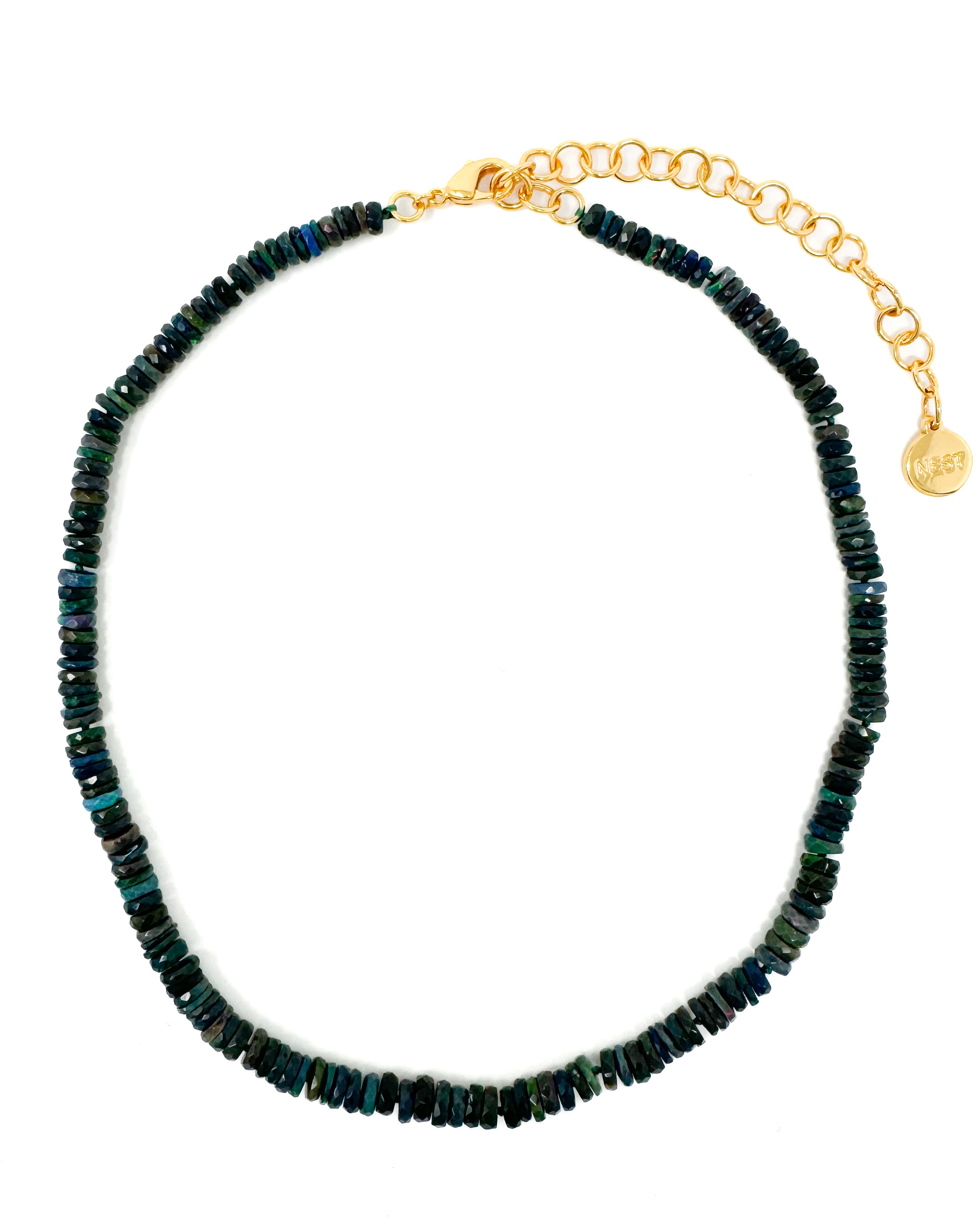 Black Ethiopian Opal Heishi Strand Necklace