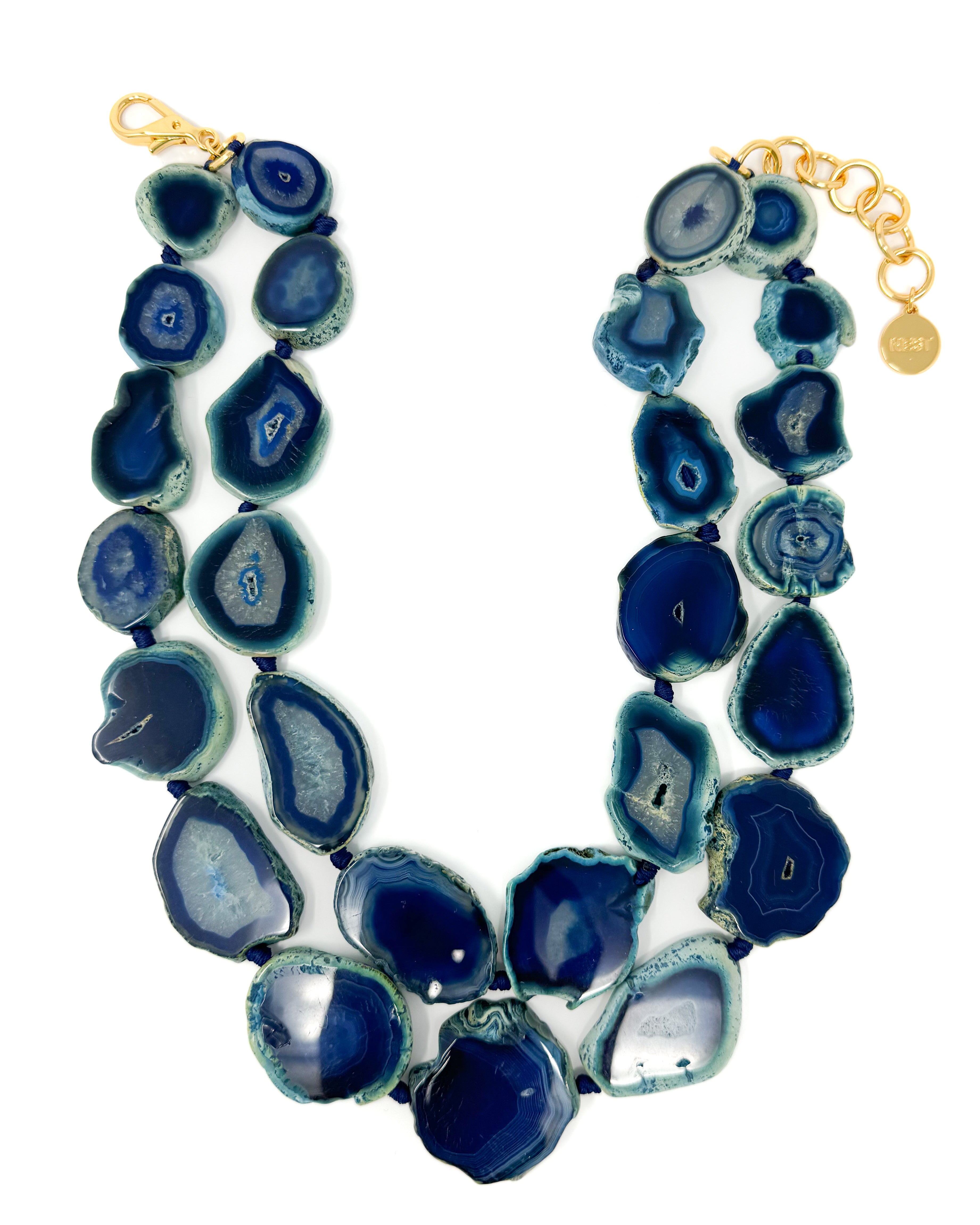 Sliced Blue Agate Double Strand Necklace