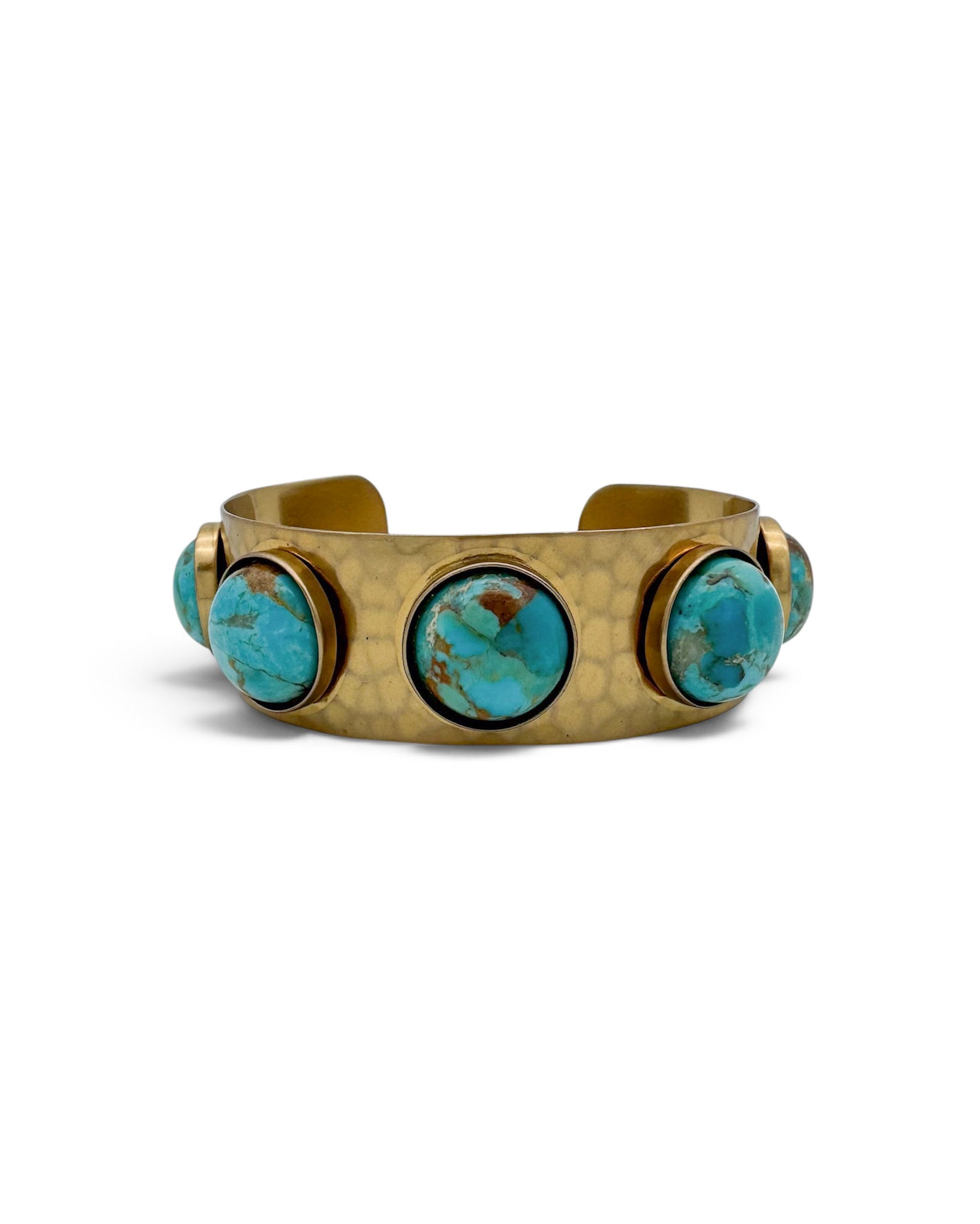Turquoise Hammered Antique Brass Cuff