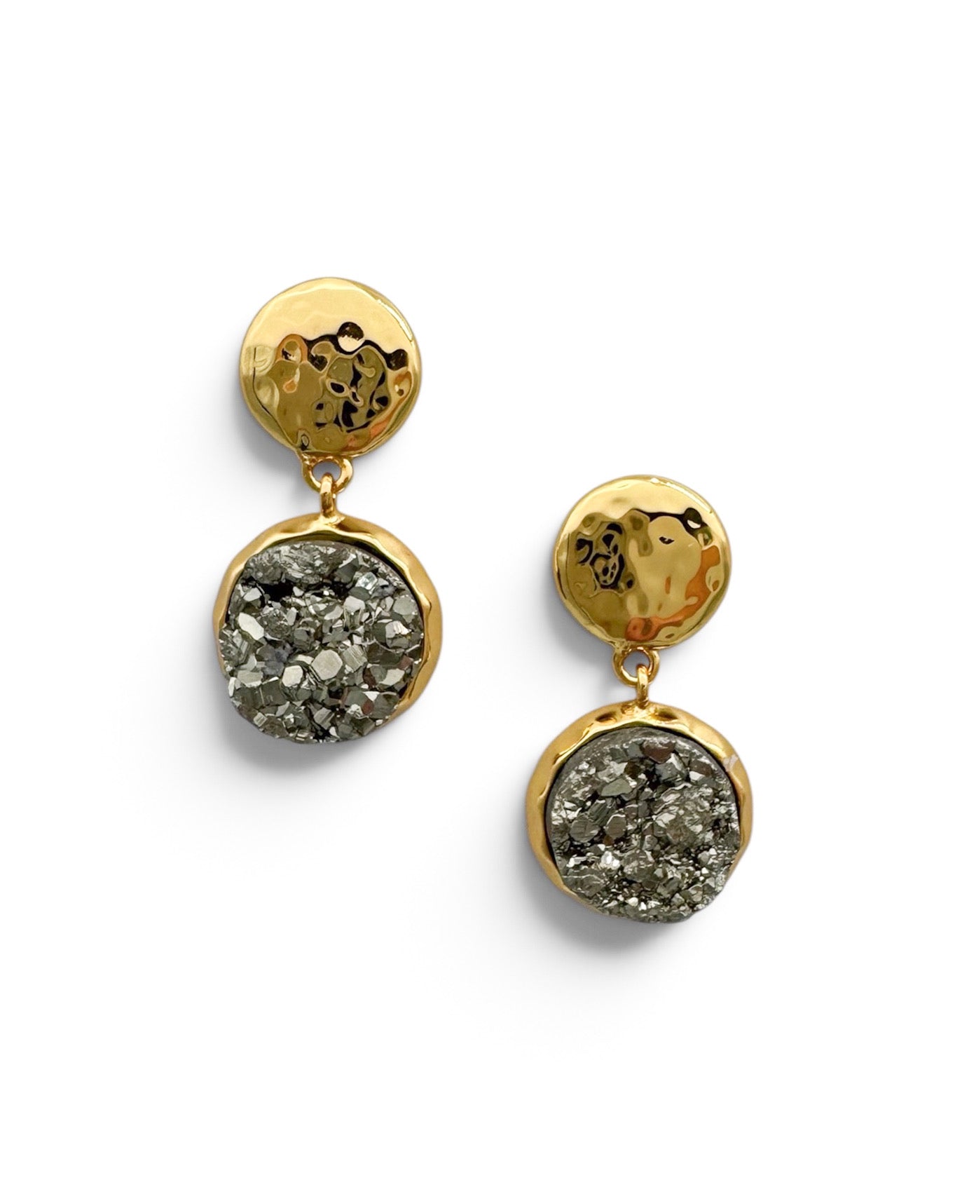 Pyrite Druzy Drop Earrings