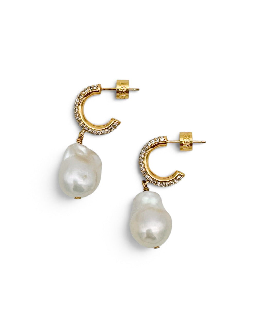 Pearl Drop Crystal Huggie Hoop Earrings