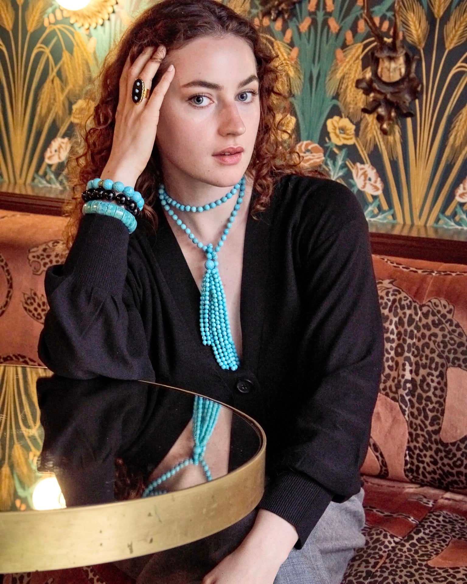Turquoise Tassel Lariat Necklace