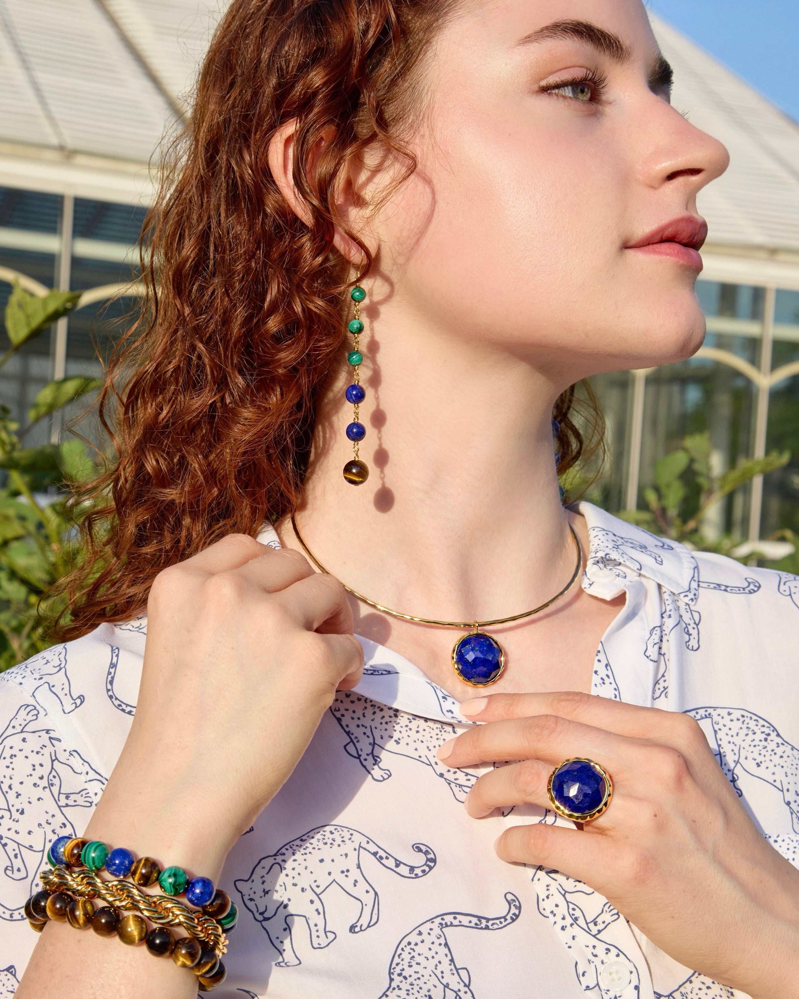 Lapis, Malachite & Tigers Eye Stretch Bracelet