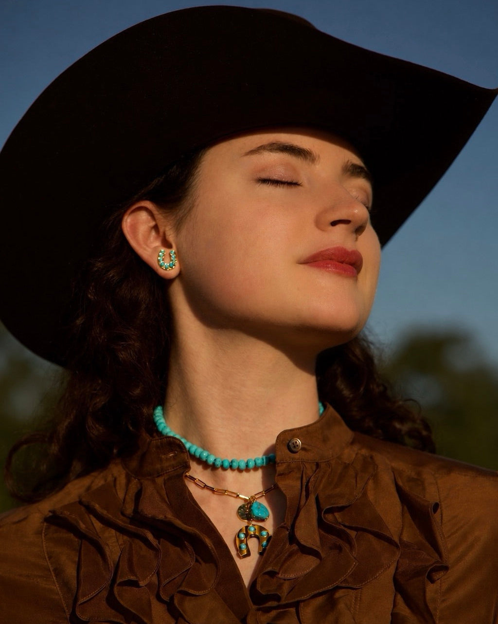 Turquoise Horseshoe Stud Earrings