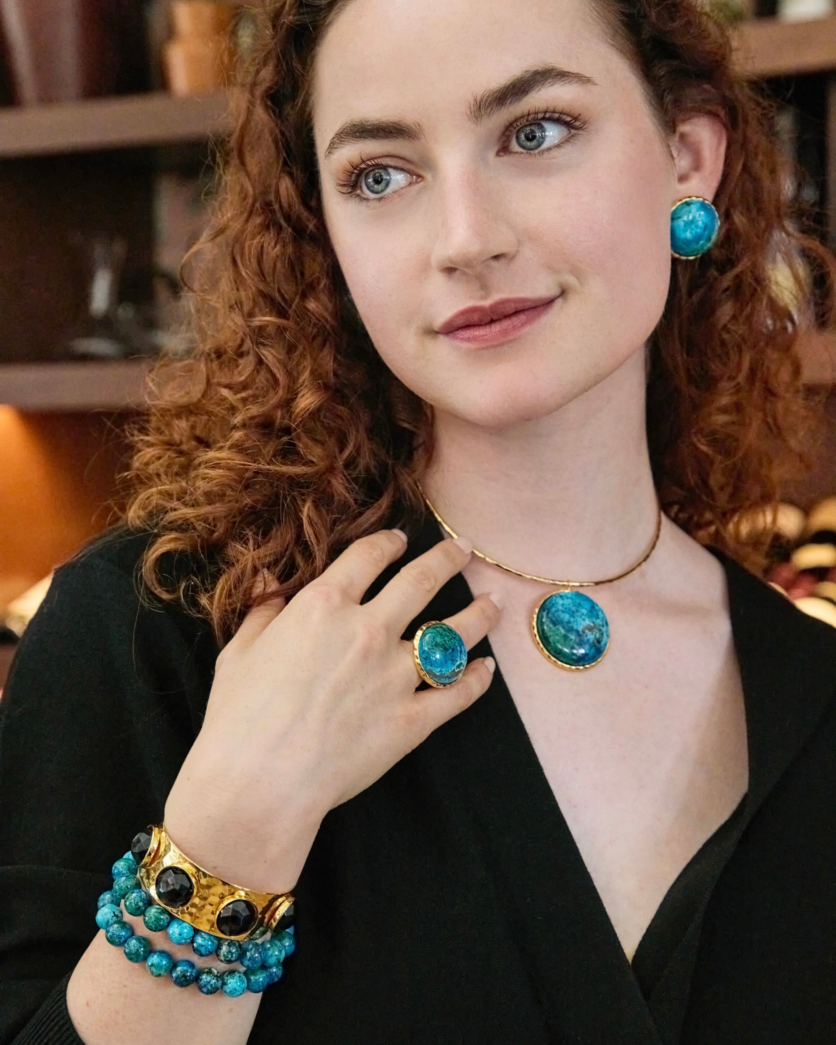 Chrysocolla Collar Pendant Necklace