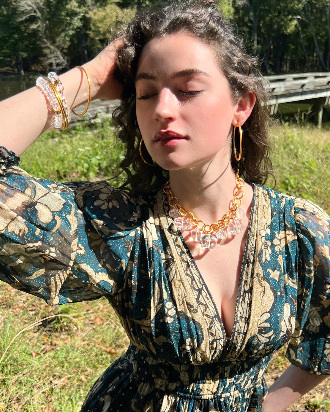 Crystal Quartz Bead Stretch Bracelet