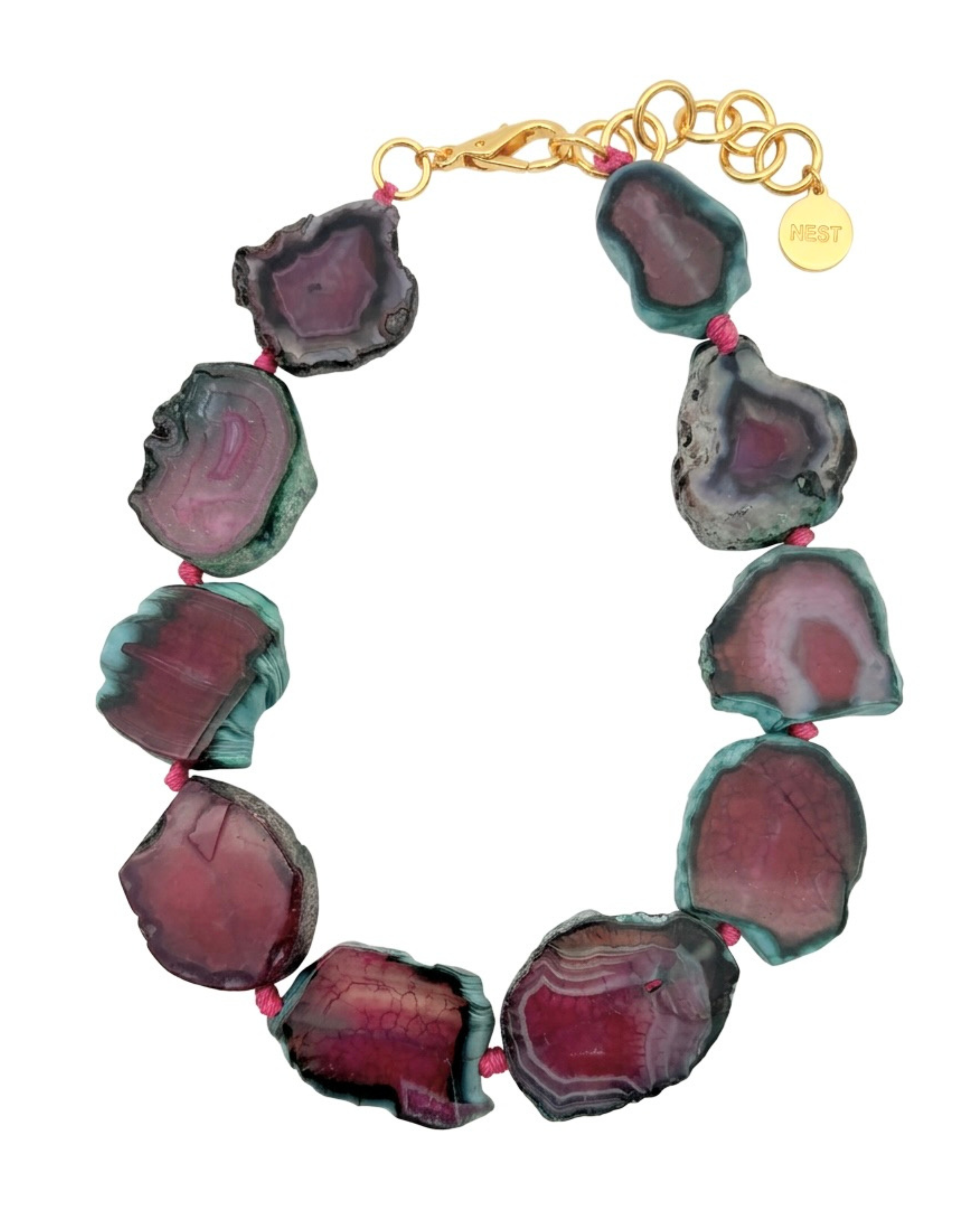 Magenta Agate Slice Necklace