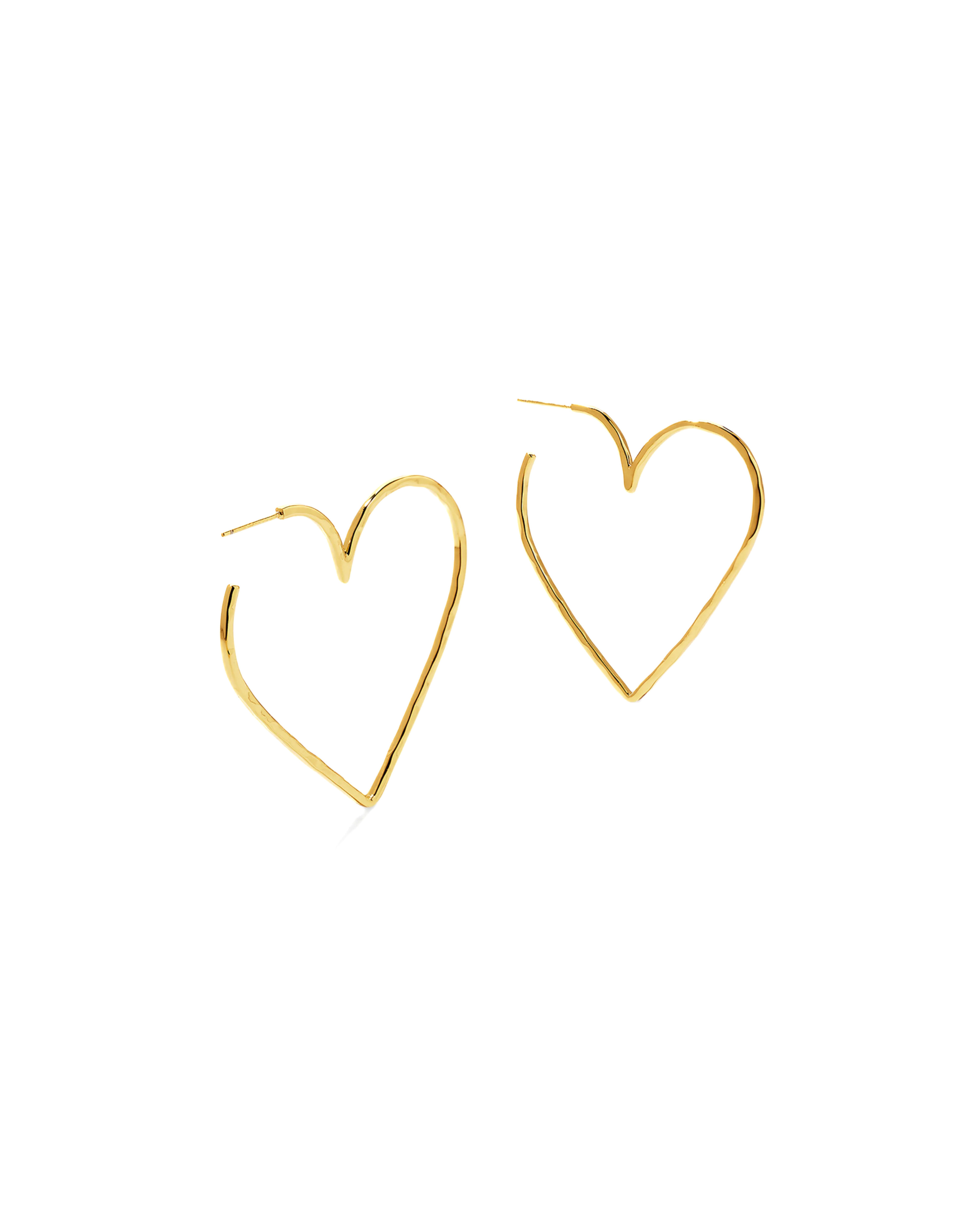 Gold Heart Skinny Hoop Earrings