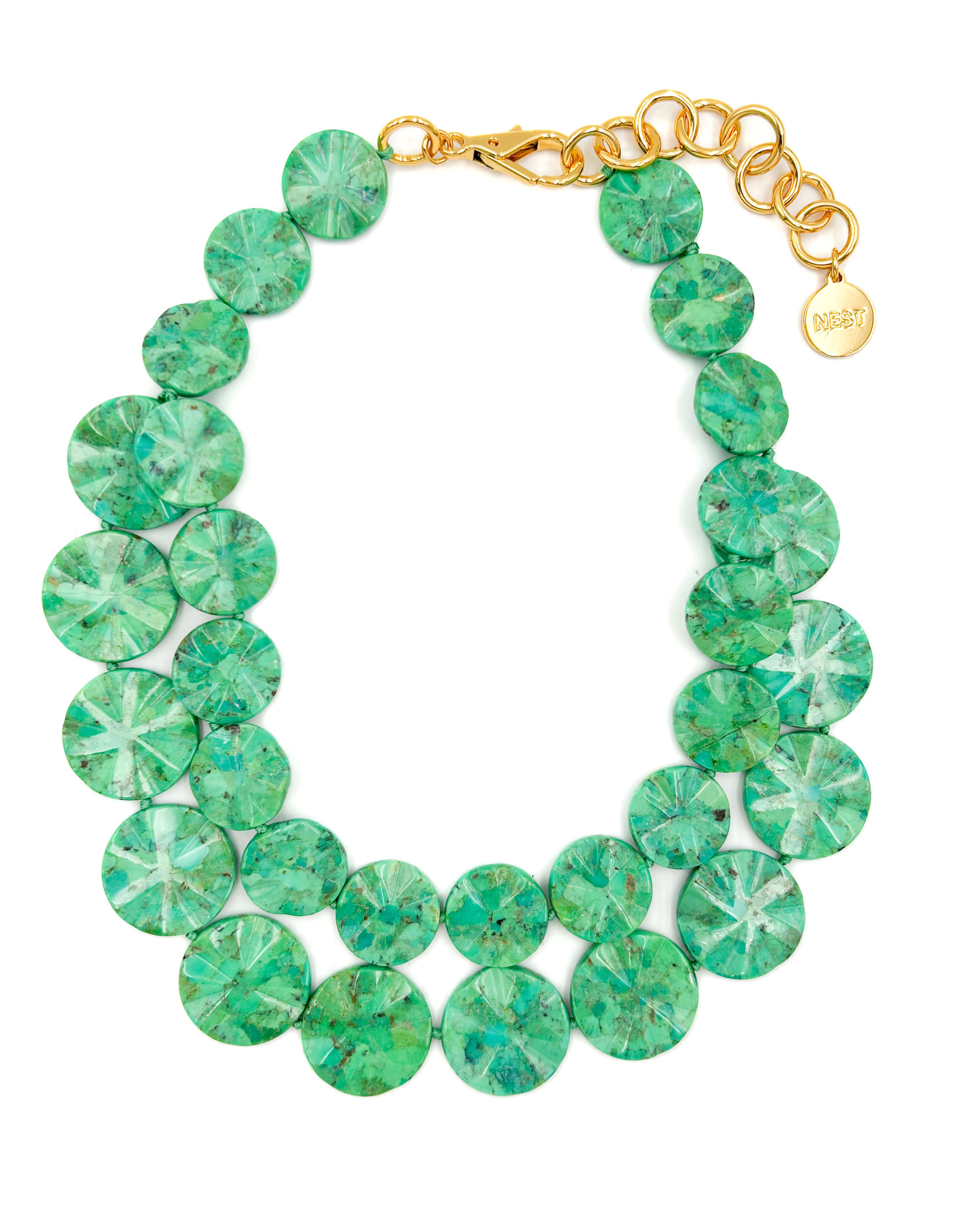 Green Turquoise Wavy Statement Necklace