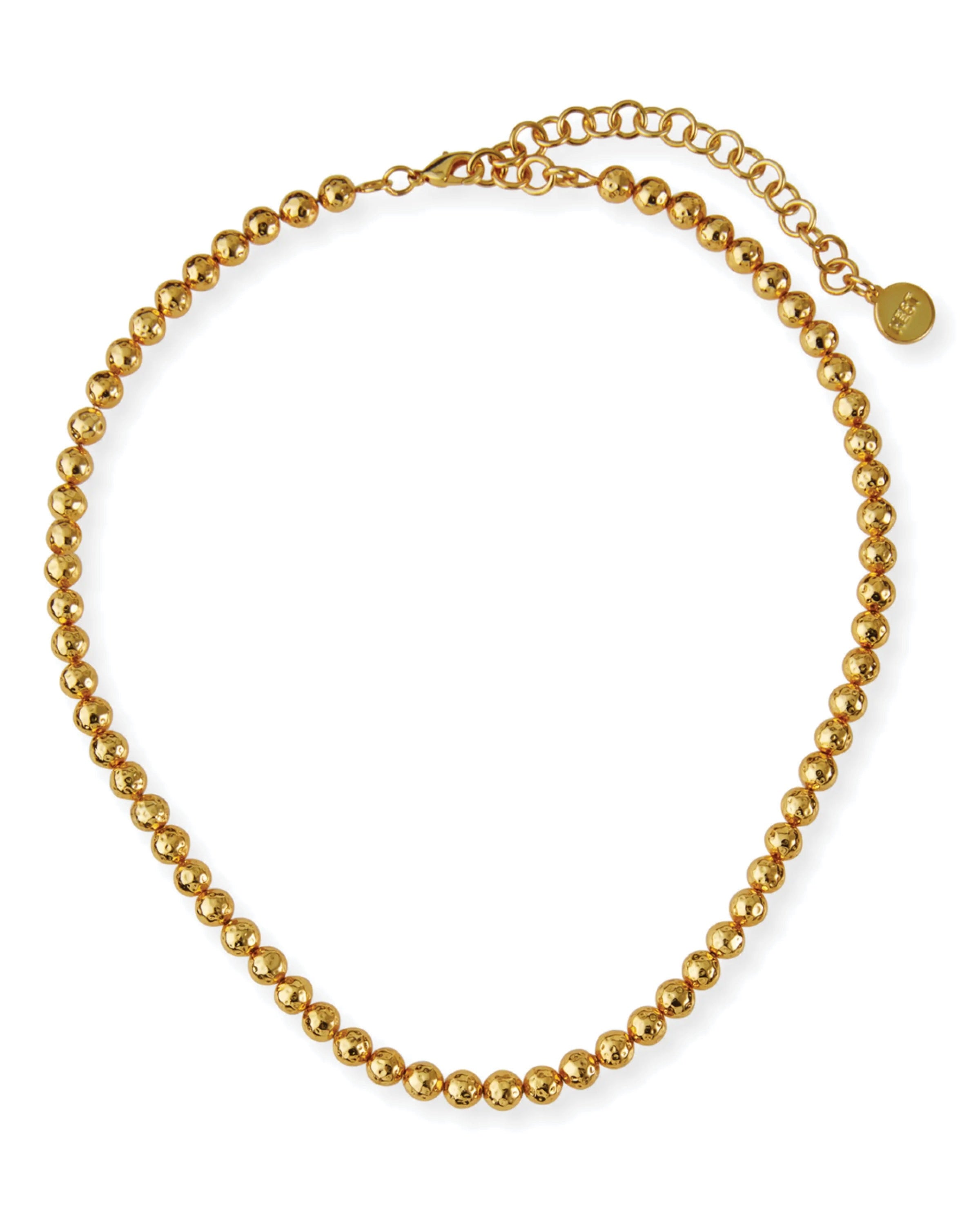 Hammered Gold Beaded Necklace