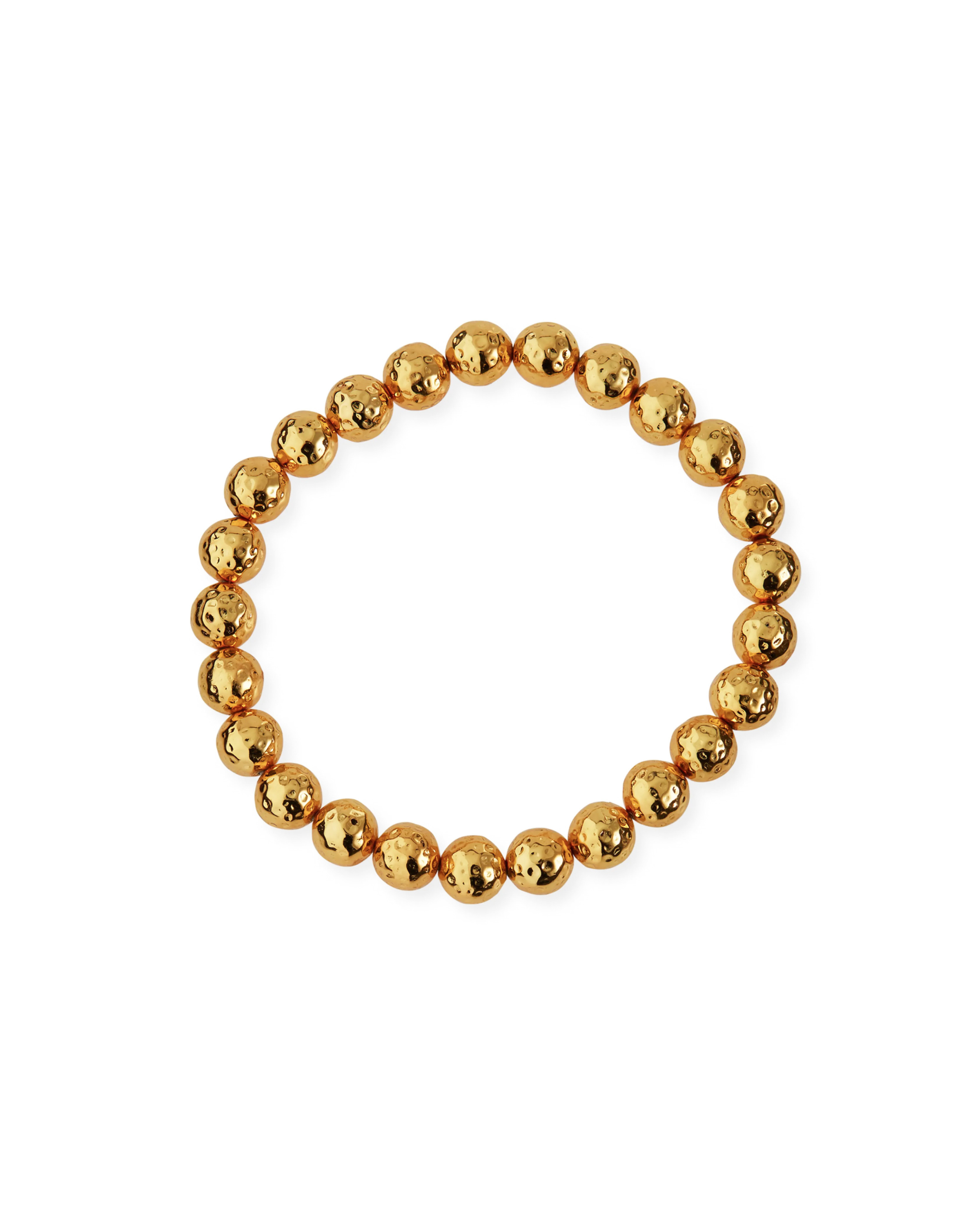 Hammered Gold Beaded Stretch Bracelet