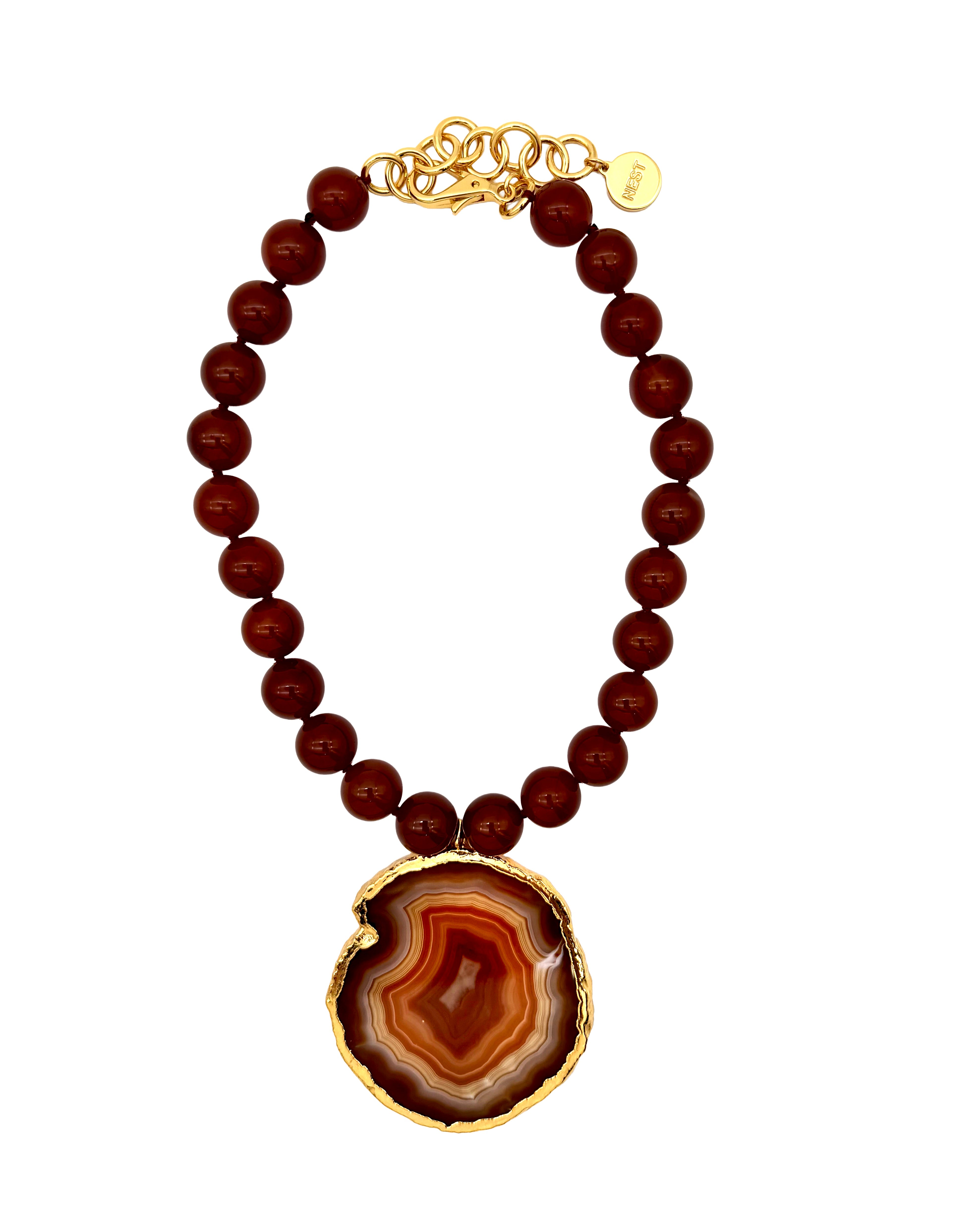 Gold Dipped Agate on Carneilian
