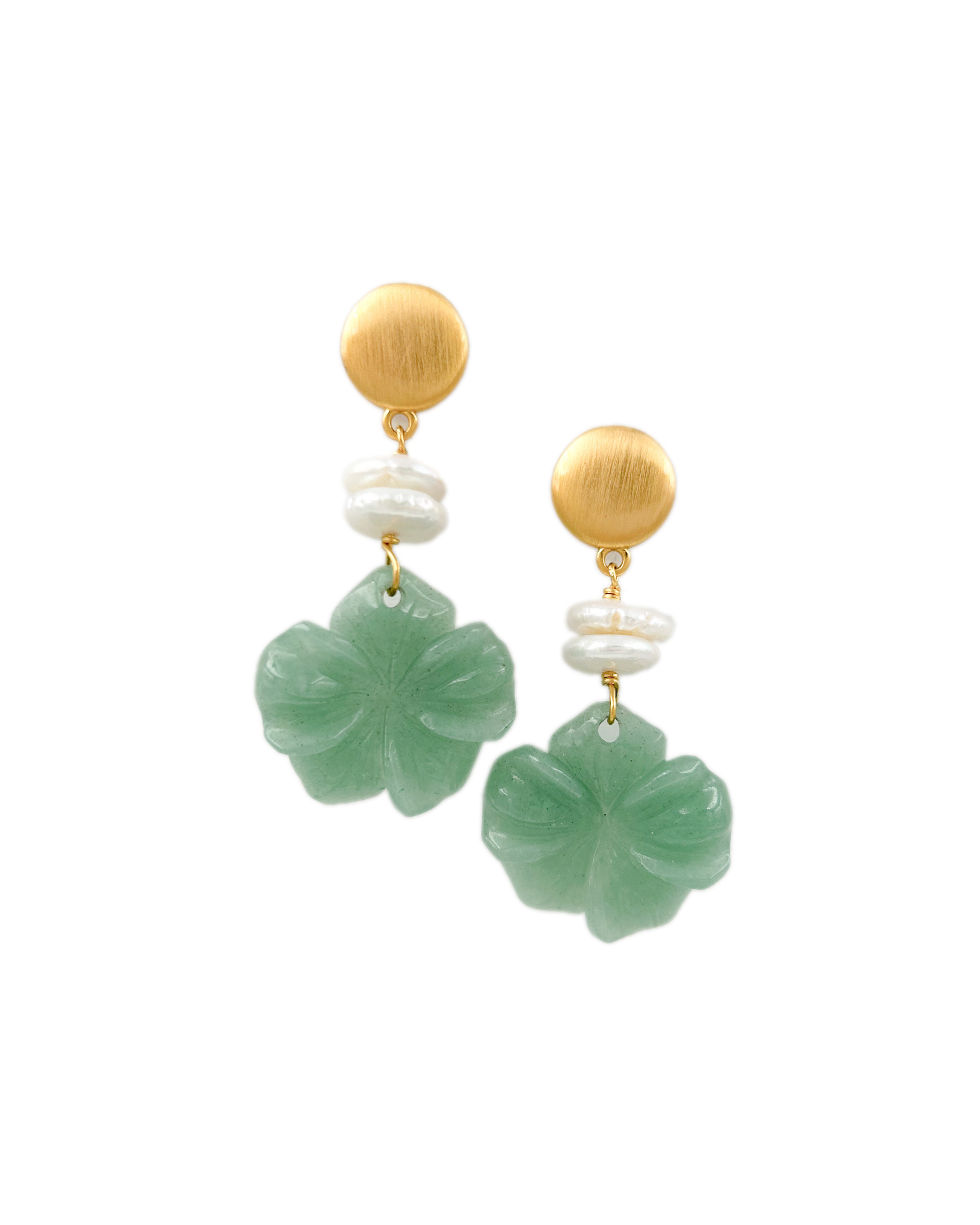 Jade Aventurine Flower Drop Earrings