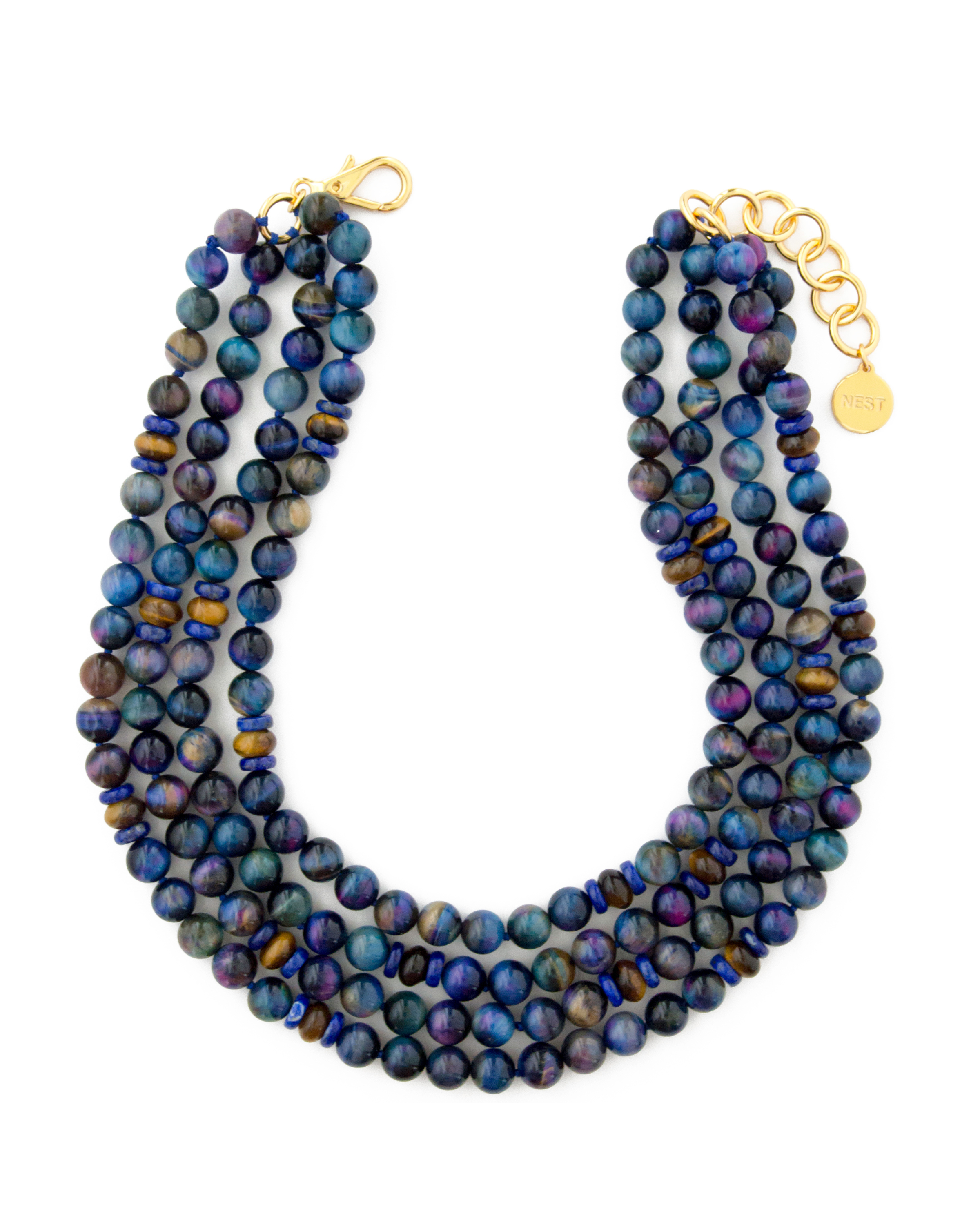 Multicolored Tigers Eye Multistrand Necklace