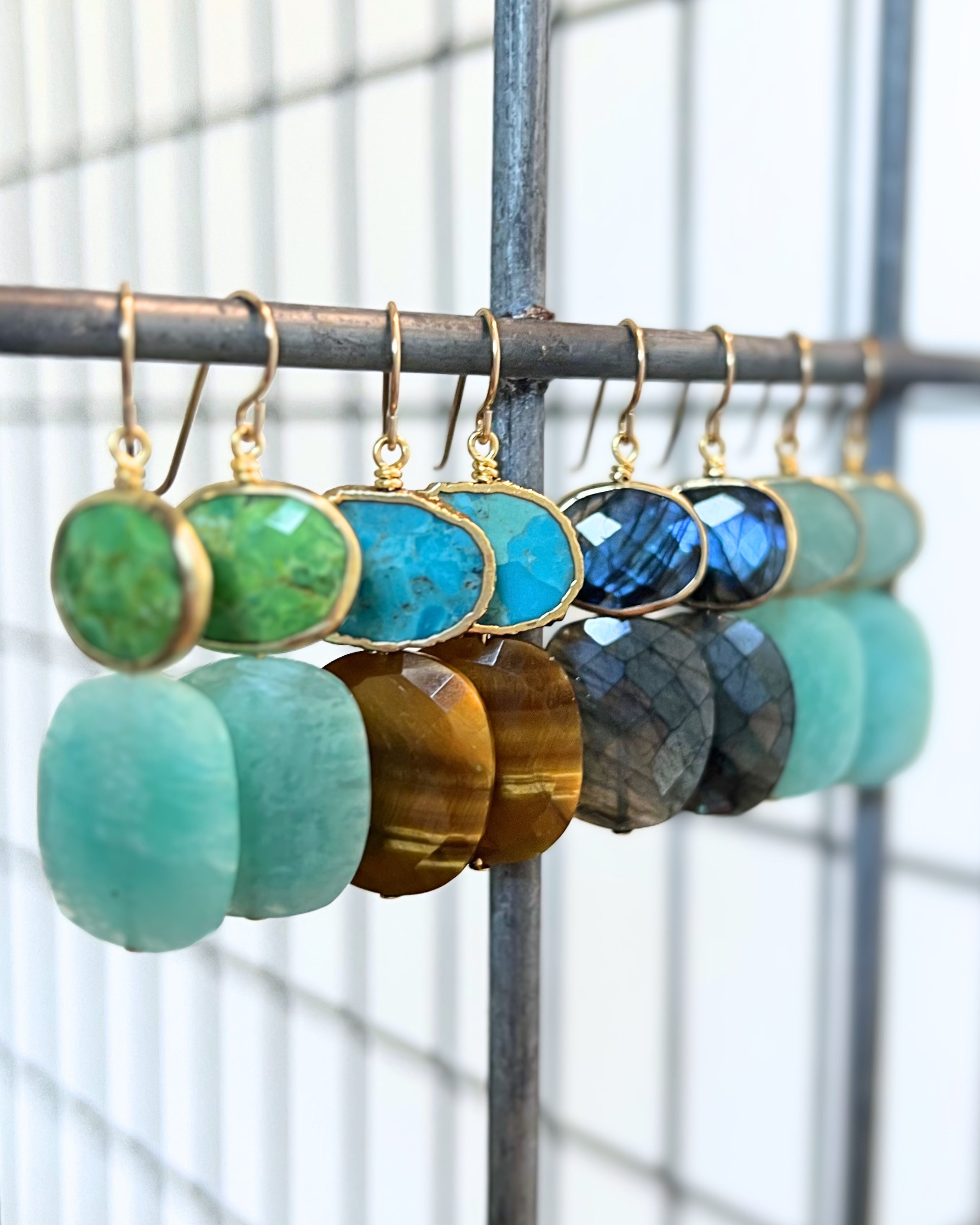 Green Turquoise Amazonite Drop Earrings