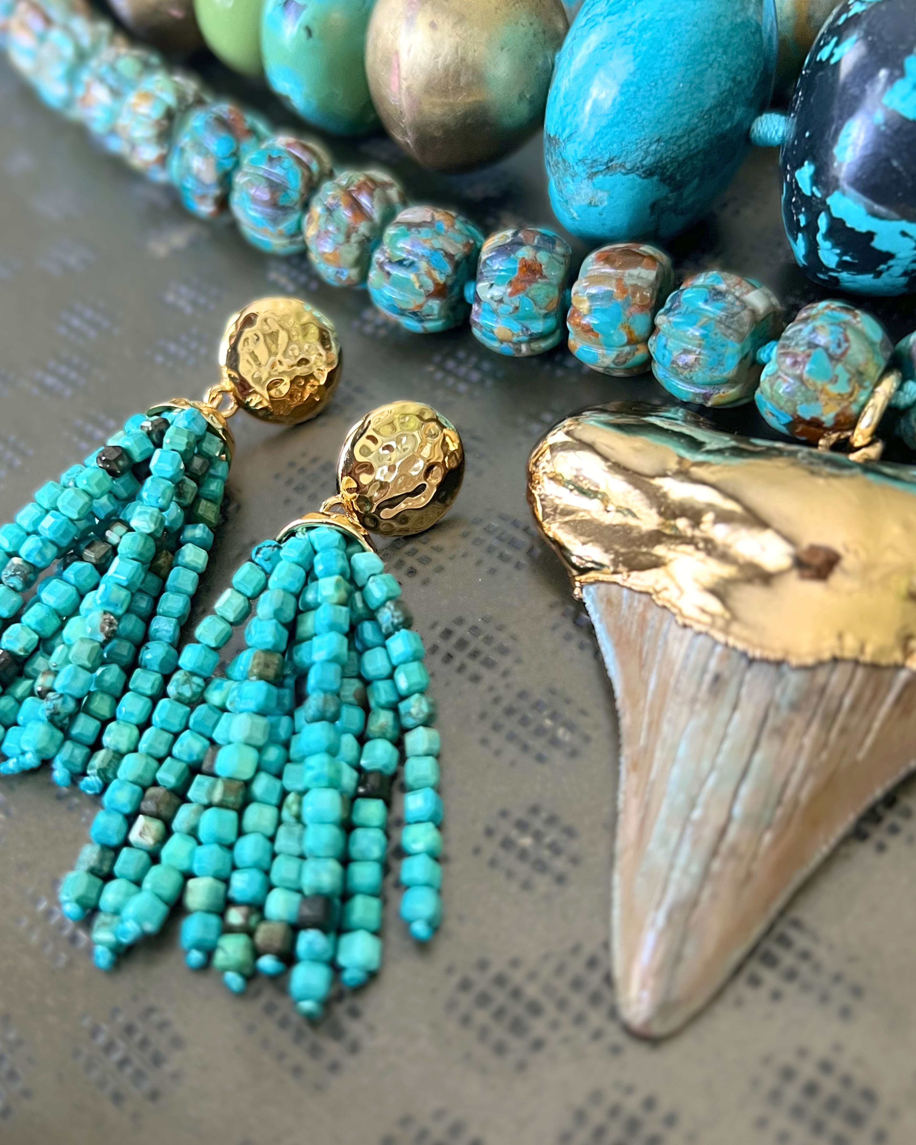 Chrysocolla Tassel Earrings