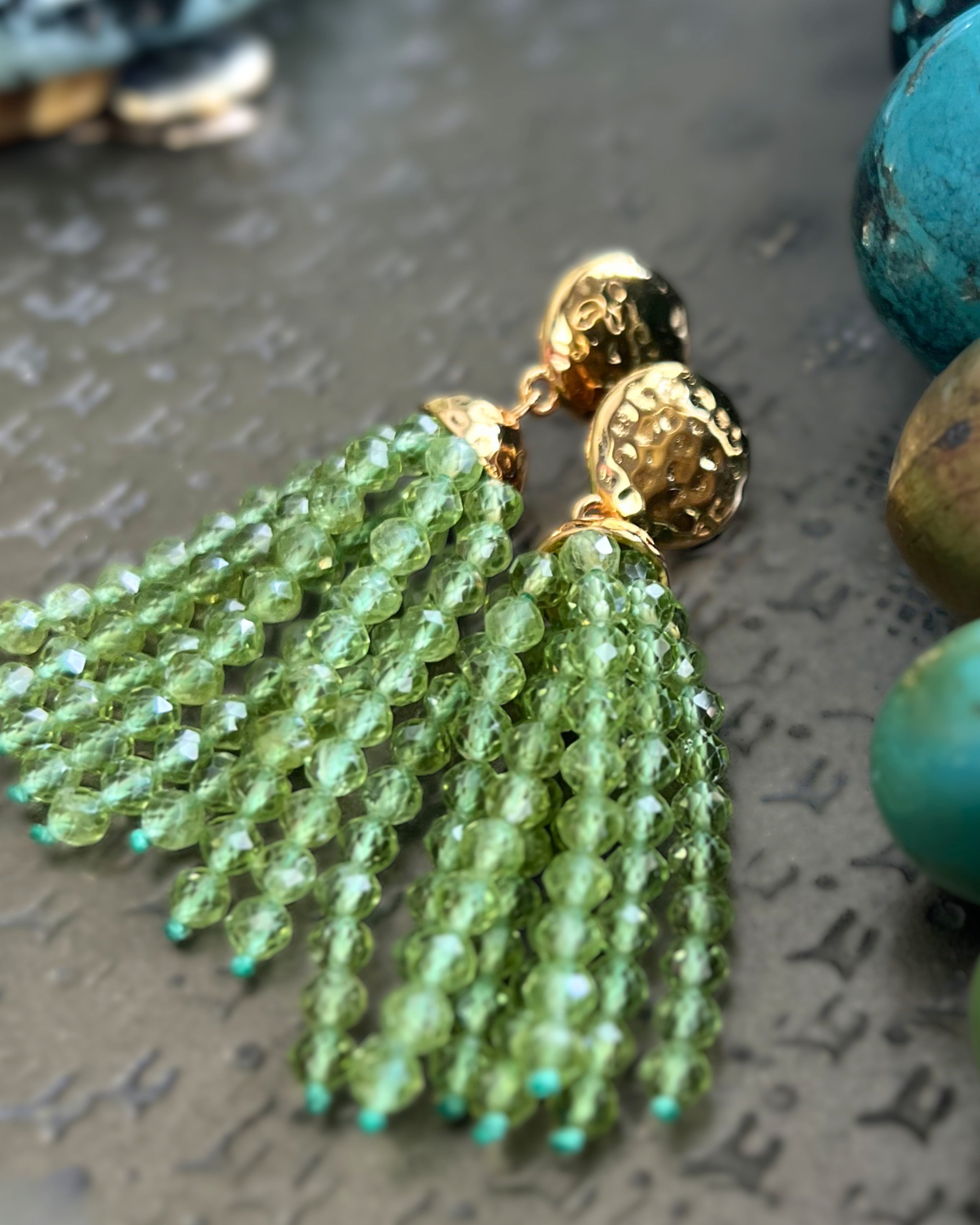 Peridot Tassel Earrings