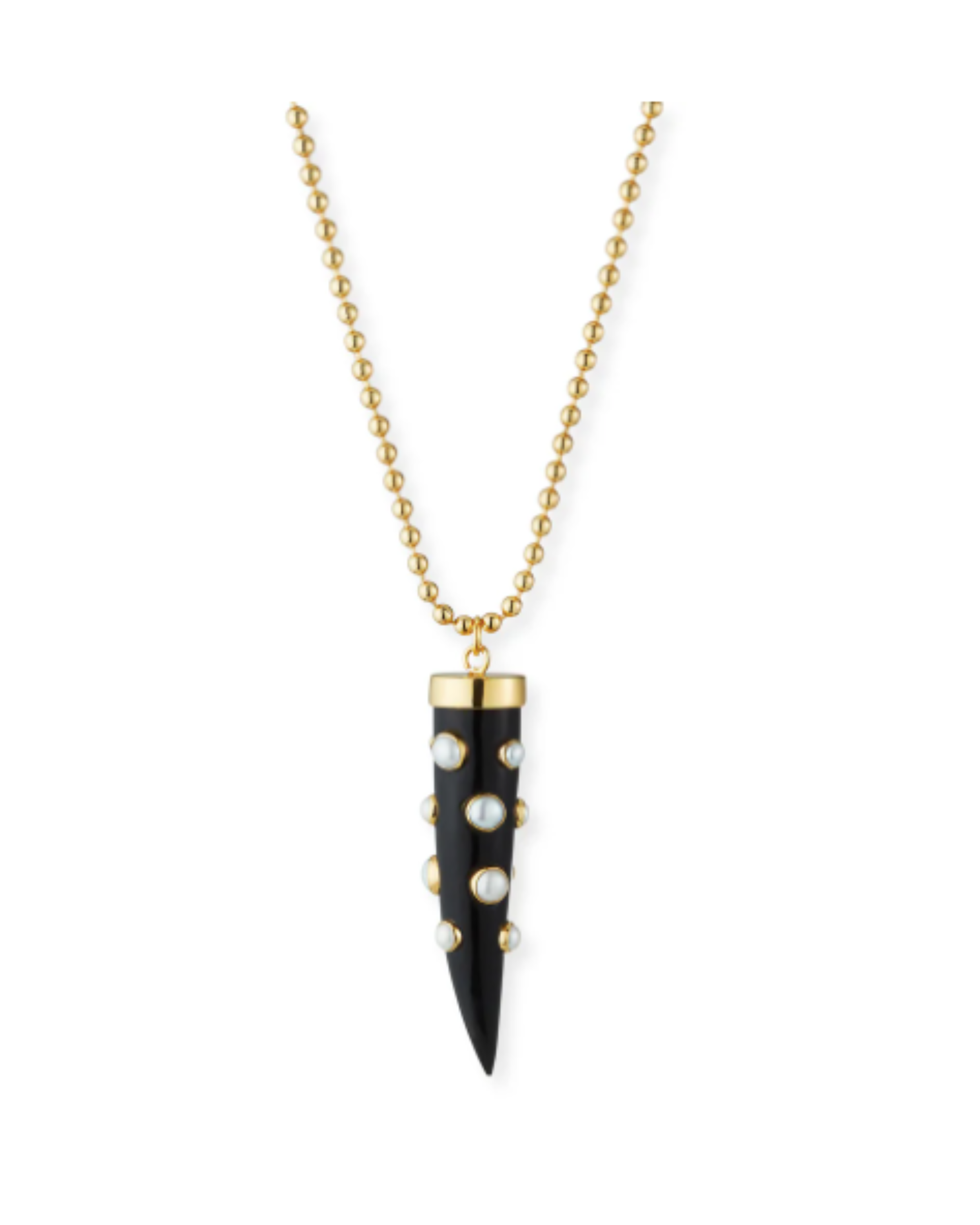 Pearl Studded Horn Tip Pendant Necklace